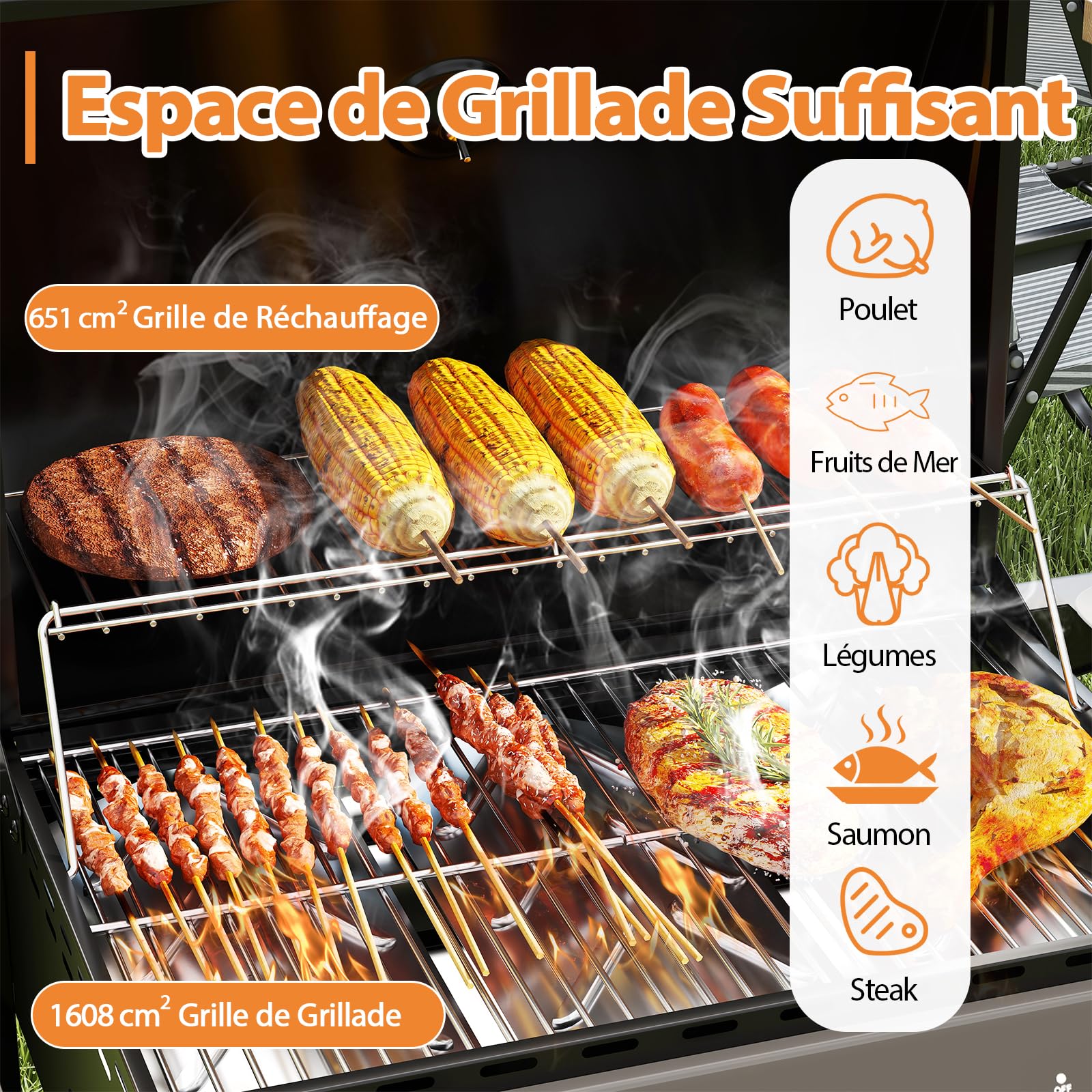 COSTWAY Barbecue Gaz Propane 3 Brûleurs, 24,000 BTU Gril à Gaz Extérieur avec Grilles en Acier Inoxydable Thermomètre 2 Tables Latérales, Chariot à Barbecue sur Roulettes pour Camping Jardin
