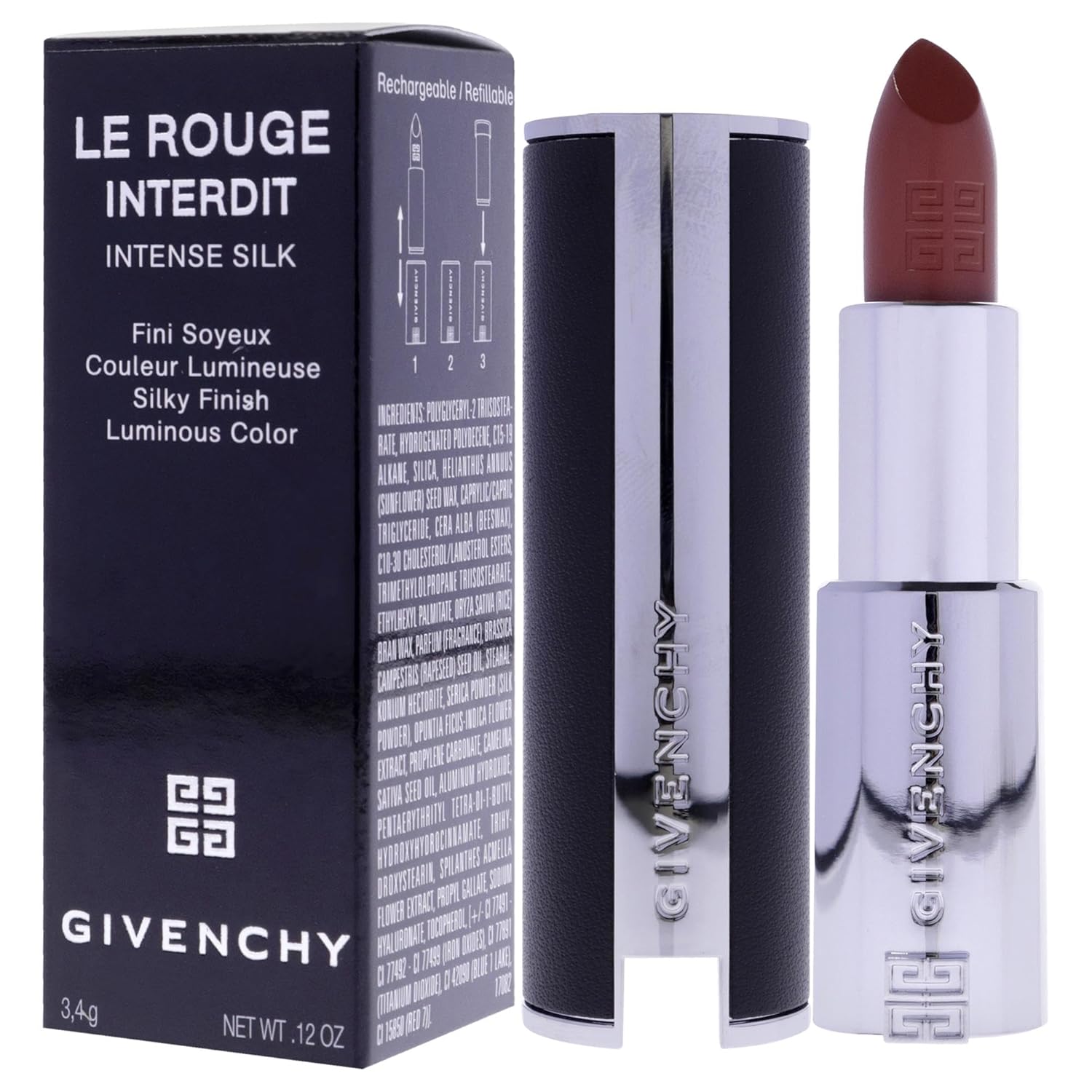 Givenchy Le Rouge Interdit Intense Silk Lipstick - N500 Brun Mocha for Women - 0.11 oz Lipstick - Image 4