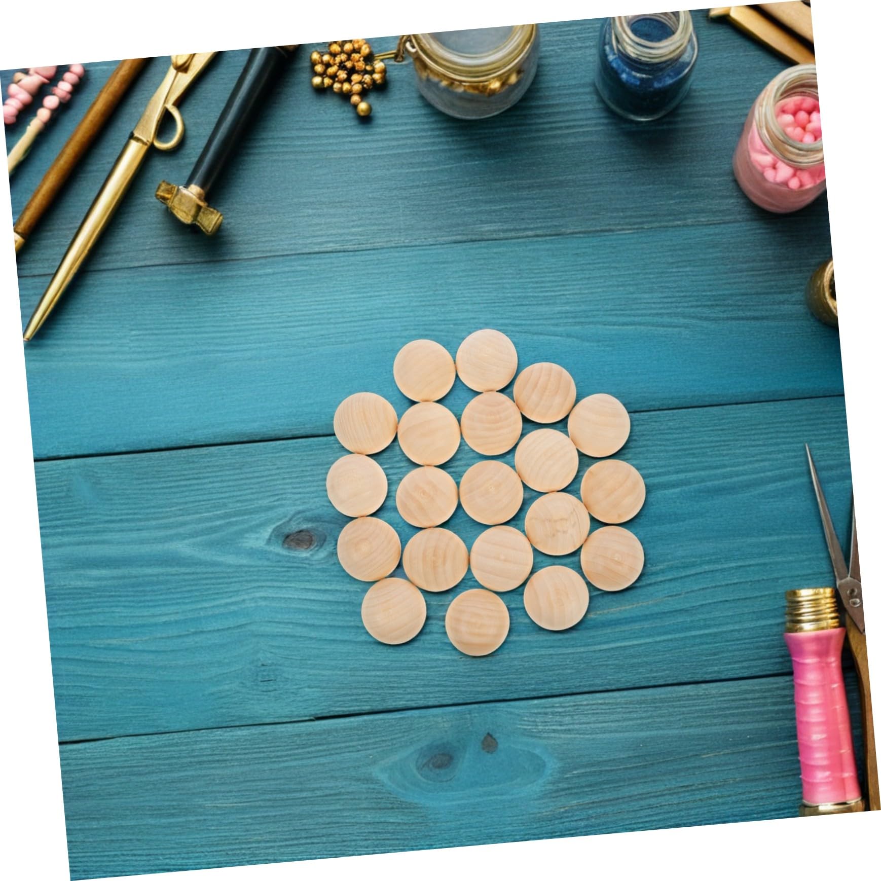 200 Pièces Lot de Demi-boules Bois Brut pour Loisirs Créatifs Perles Demi-sphères Solides pour Décoration Maison Fête et Projets DIY Groupe