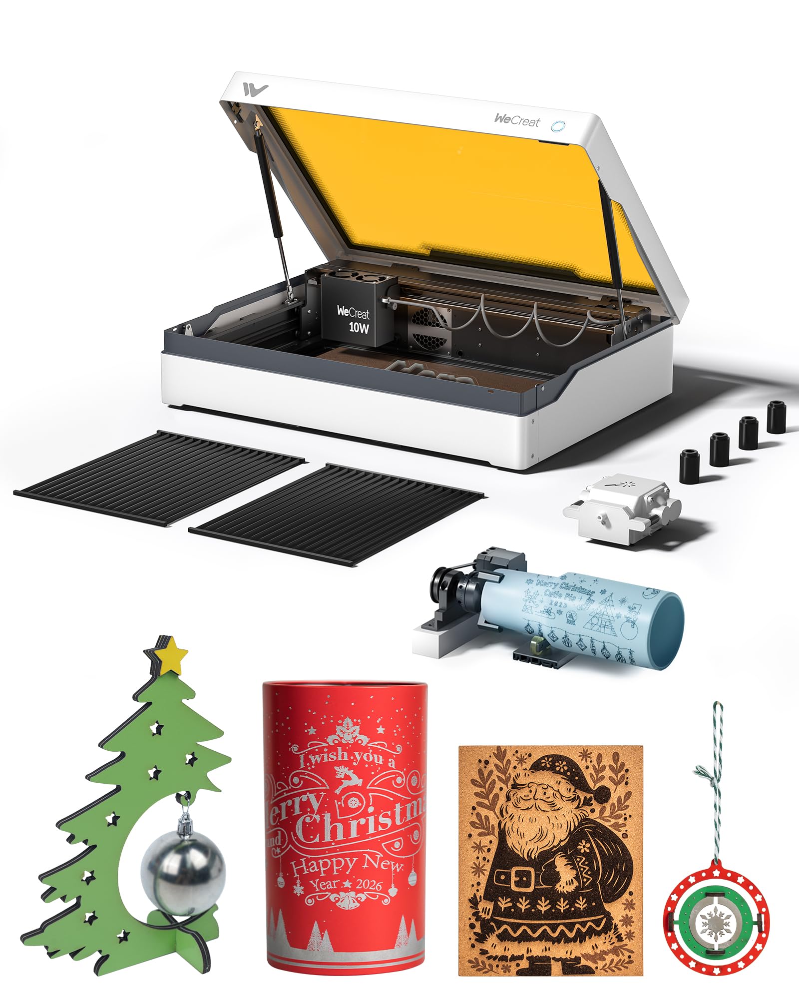 WECREAT Vista 10W Laser Engraving Machine with 9-in 1 Rotary, Smart HD Camera, Compact Diode Desktop Laser Engraver for Beginners DIY Hobbyist Wood Leather Glass Metal Jewelry Gifts Making