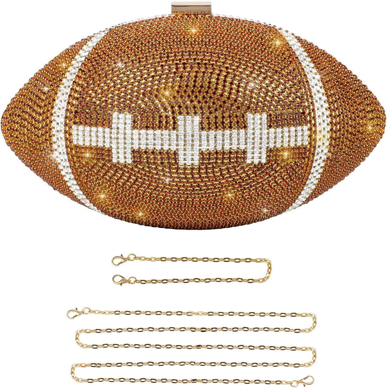 Rhinestone Football Shaped Rugby Quirky Bag Crystal Cross Body Purse Bling Shoulder Handbag for Women