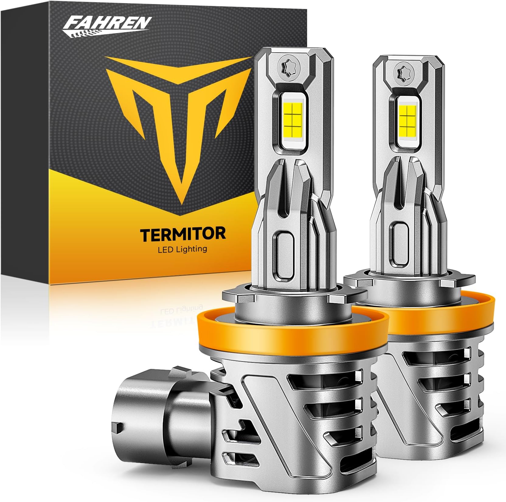 FAHREN 𝗡𝗲𝘄 𝗨𝗽𝗴𝗿𝗮𝗱𝗲𝗱 H11/H9/H8 LED Bulbs, 𝟰𝟲𝟬𝟬𝟬𝗟𝗠 𝟵𝟬𝟬% Super Brighter, Real 1:1 Mini Size with Cooling Fan, 6500K Cool White Plug and Play Fog Bulbs, 99% Canbus Ready, Pack of 2