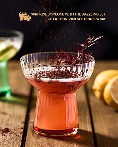 Miniatura 12 de ColoVie Martini Glasses set of 6,Champagne Flutes set of 6, Stemless, Colored