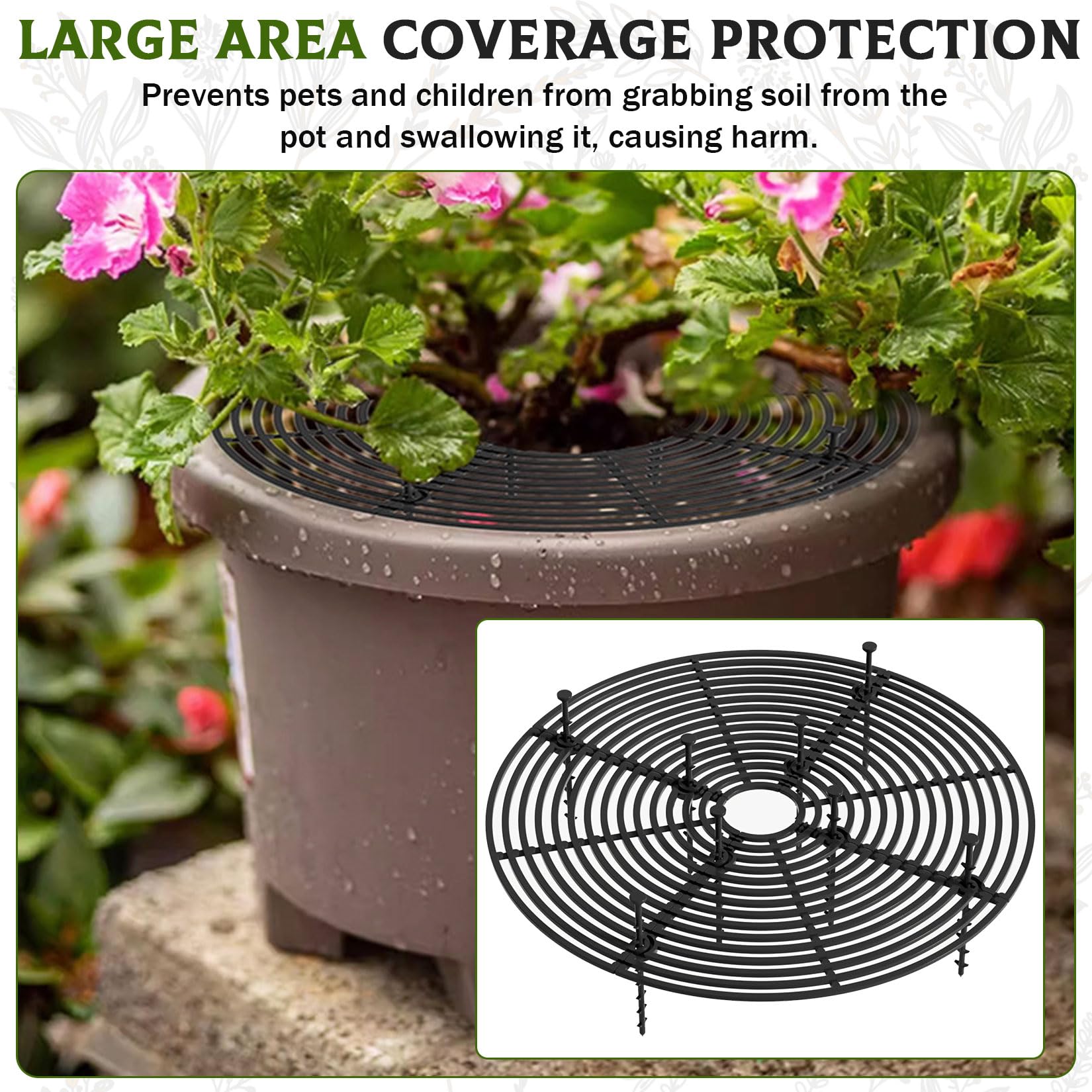 Lot de 4 grilles de protection pour pots de fleurs, 30 cm, taille découpable, protection des plantes, chat, grille pour pots de fleurs, protection des chats, protège la terre des animaux et