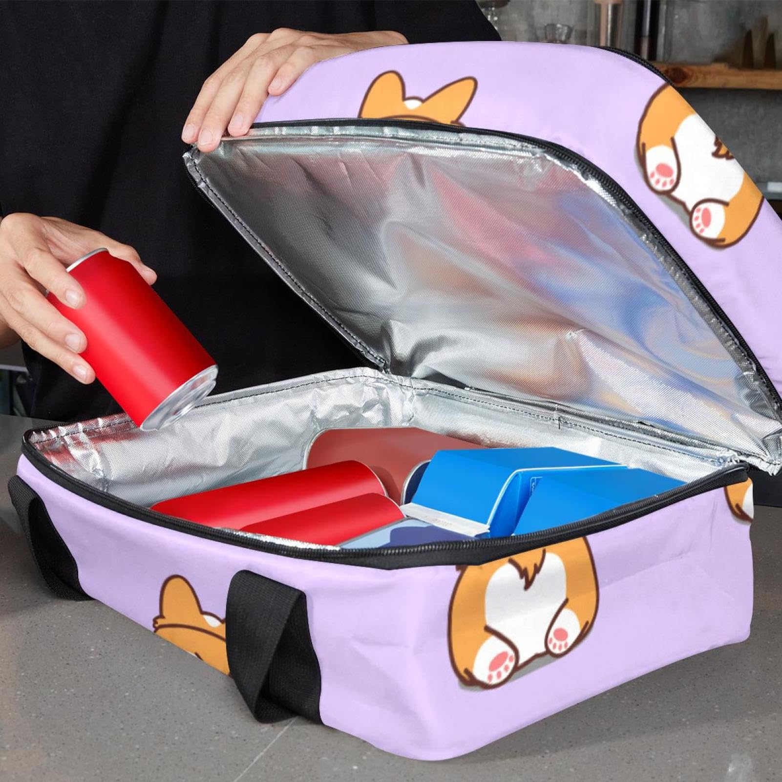 Grand sac à déjeuner isotherme pour homme et femme, double couche, étanche, étanche, réutilisable, sac fourre-tout pour le travail, l'école, le pique-nique, la plage, le camping, les voyages, motif
