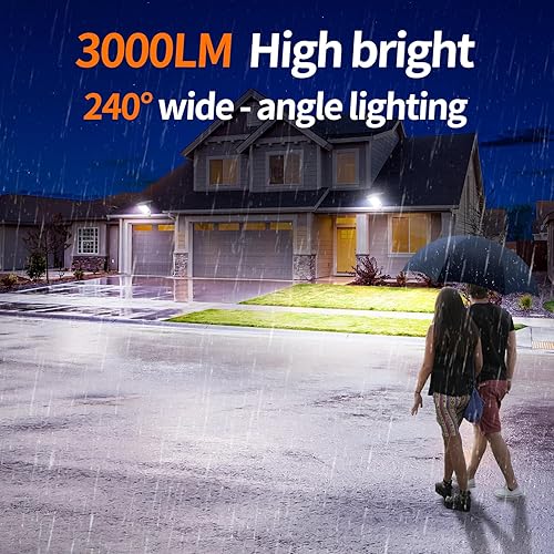 Miniatura 2 de intelamp Farolas solares impermeables para exteriores, 3000 lúmenes, 12500 mAh, sensor de movimiento dual, lámpara de seguridad del atardecer al