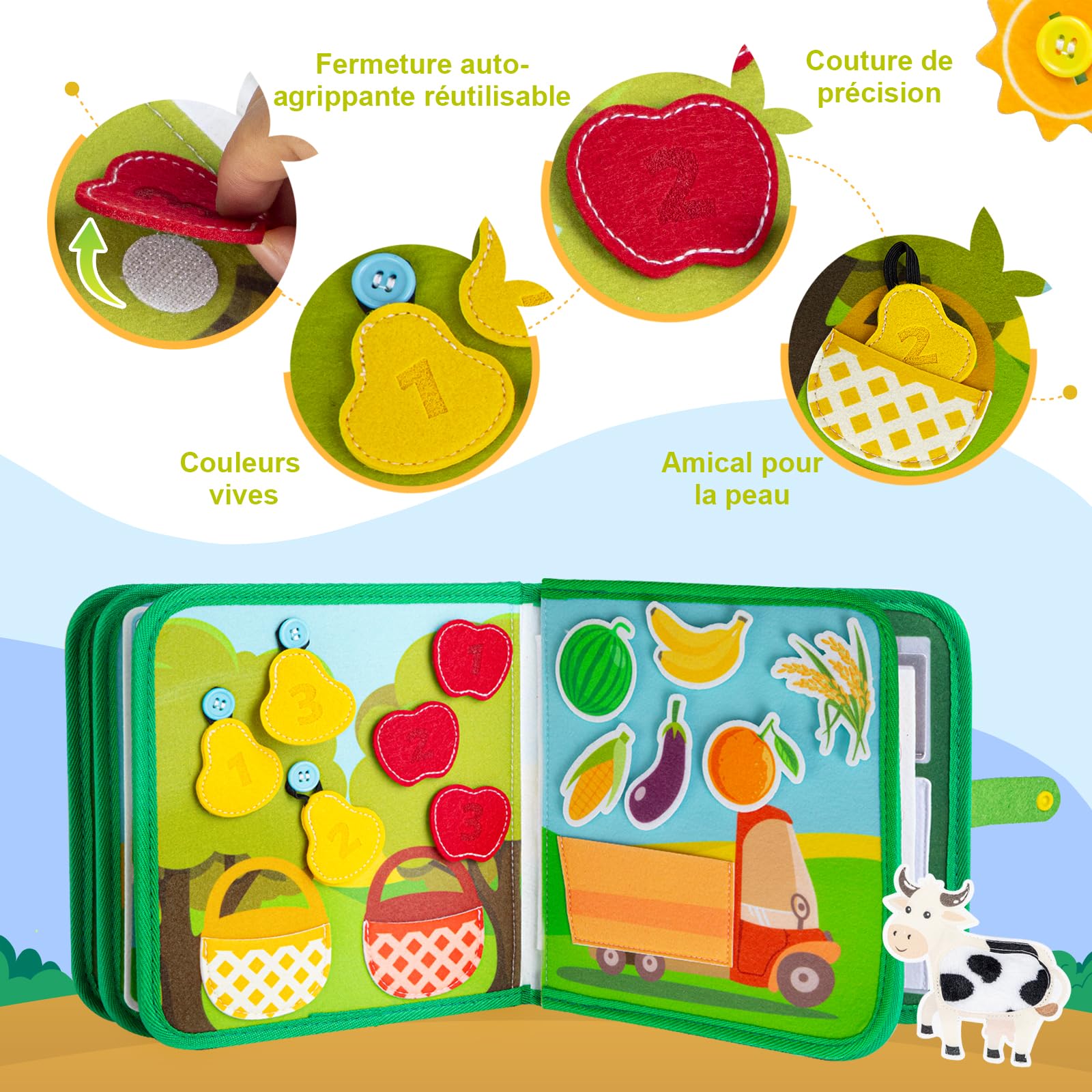 Quanquer Francese Busy Board Busy Book per Bambini Piccoli