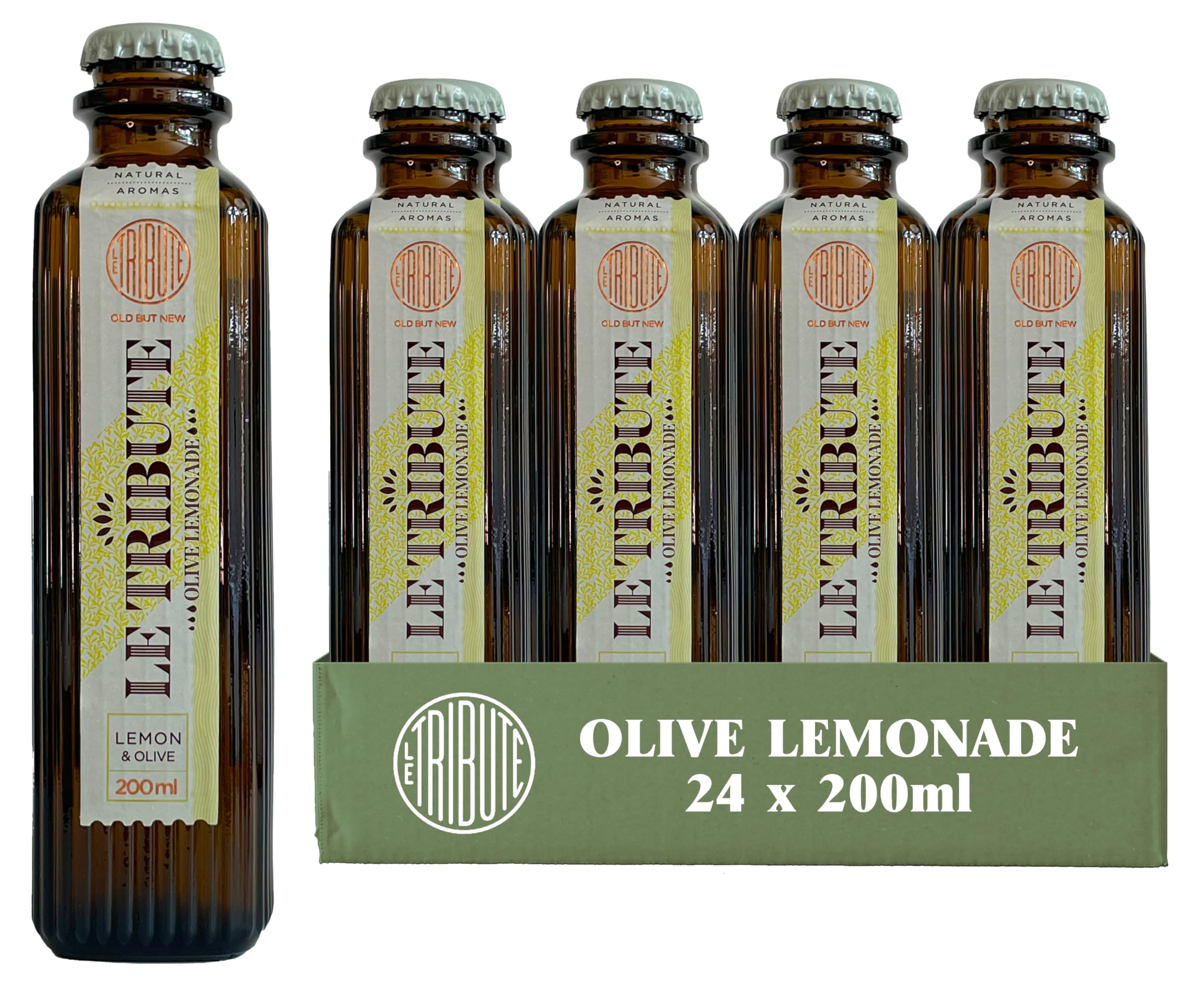 LE Tribute Olive Lemonade | Case of 24 x 200ml Bottles | Multipack | Natural Ingredients | Made with Natural Lemon juice and hints of olive essence | Premium Cocktail Mixer