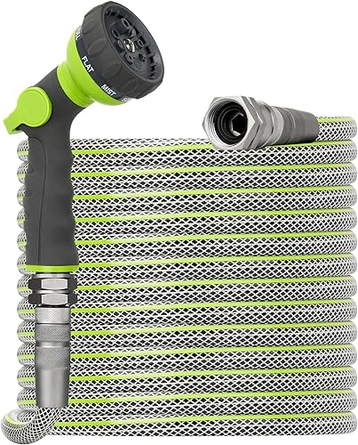 Manguera de jardín flexible de 50 pies, tubo de manguera de agua para exteriores de 50 pies, resistente no expandible, 12 pulgadas x 50 pies,