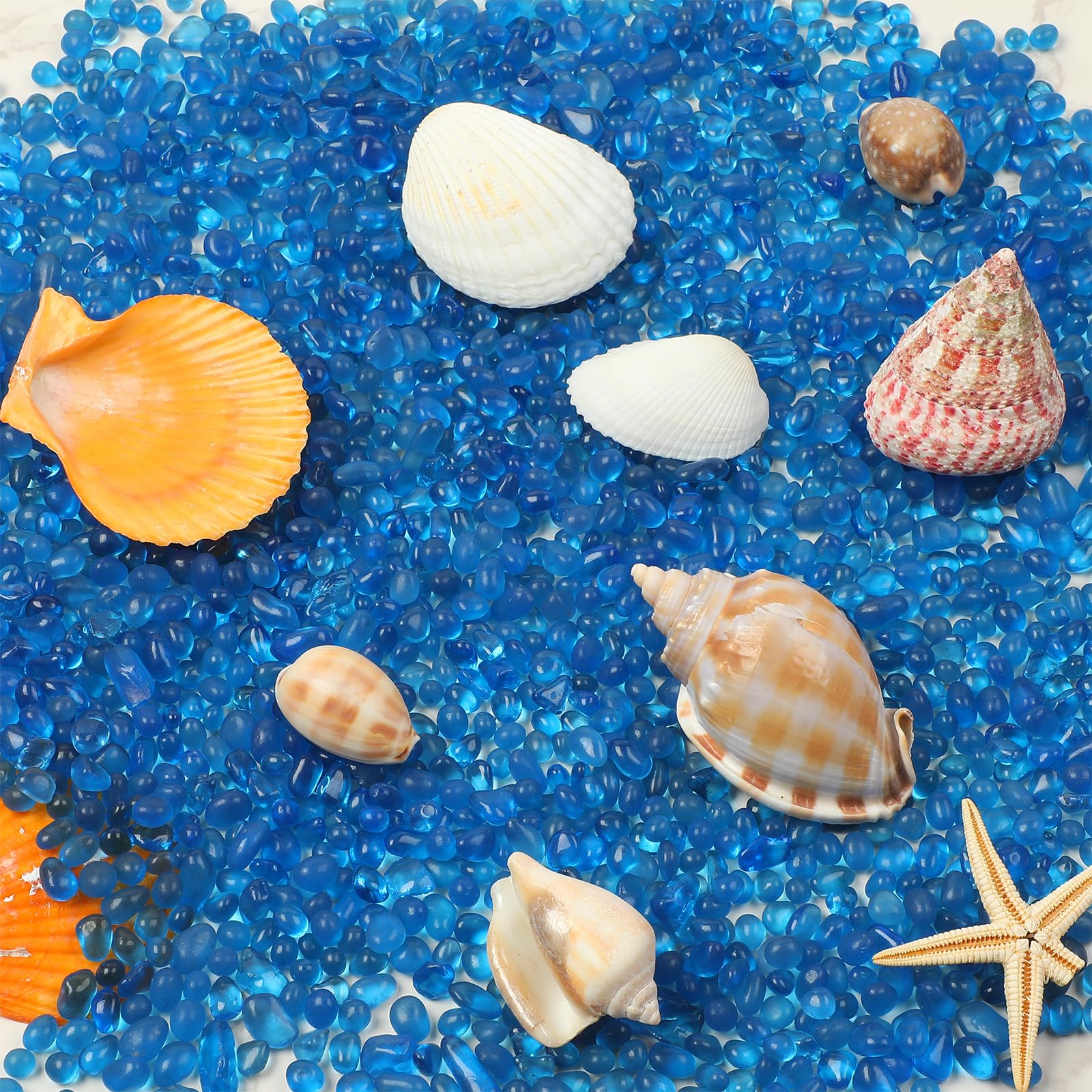 3 kg Aquarium-Kies, Glas-Kieselsteine, blau, Aquarium-Kiesel, Aquarium-Steine für Vasenfüller, Garten, Aquarium, Terrarium, Blumentopf, Topfpflanzen, Dekoration