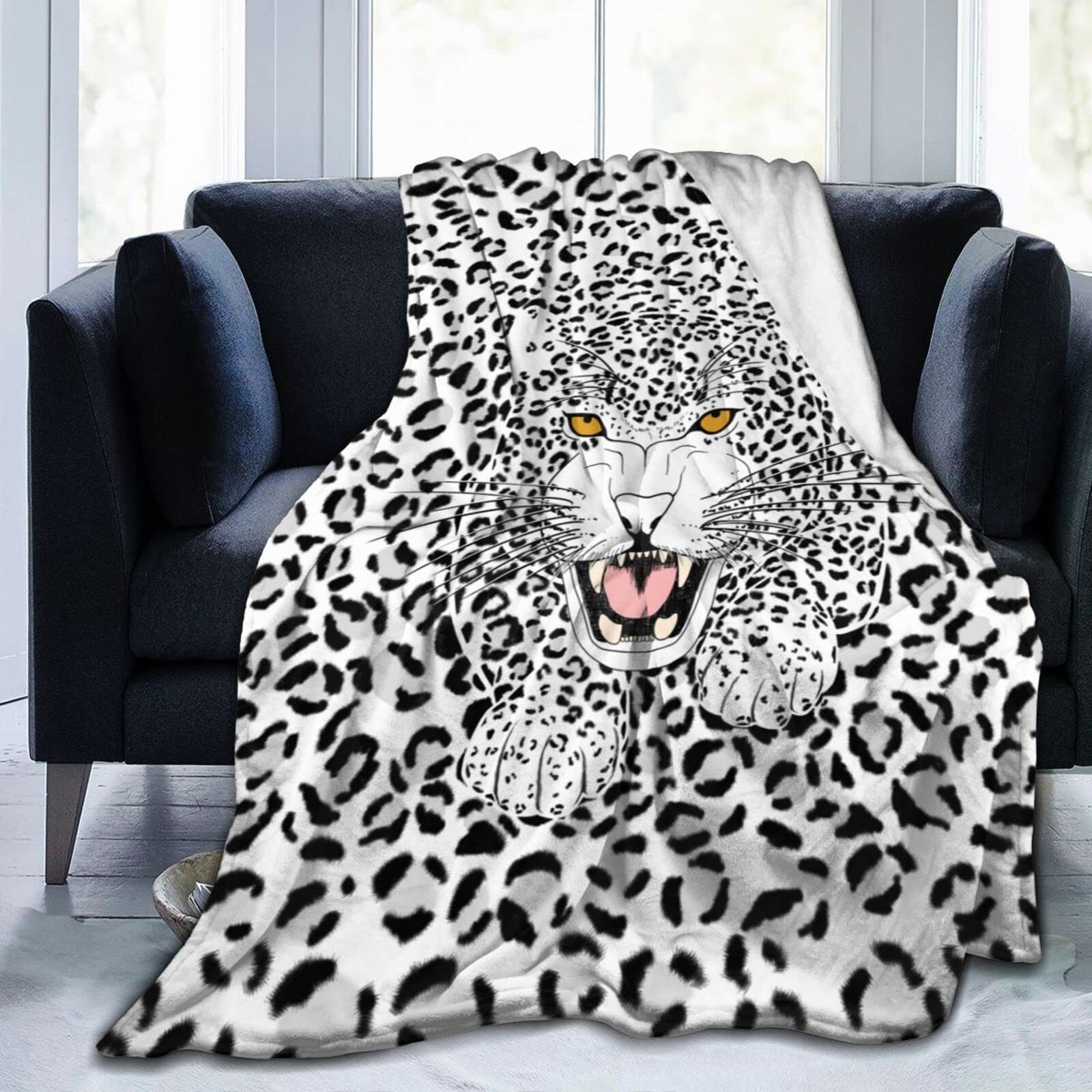 Leopard Blanket Fleece Super Soft Throw Blankets Light Weight Bedding for Sofa Living Room Travel 60x50