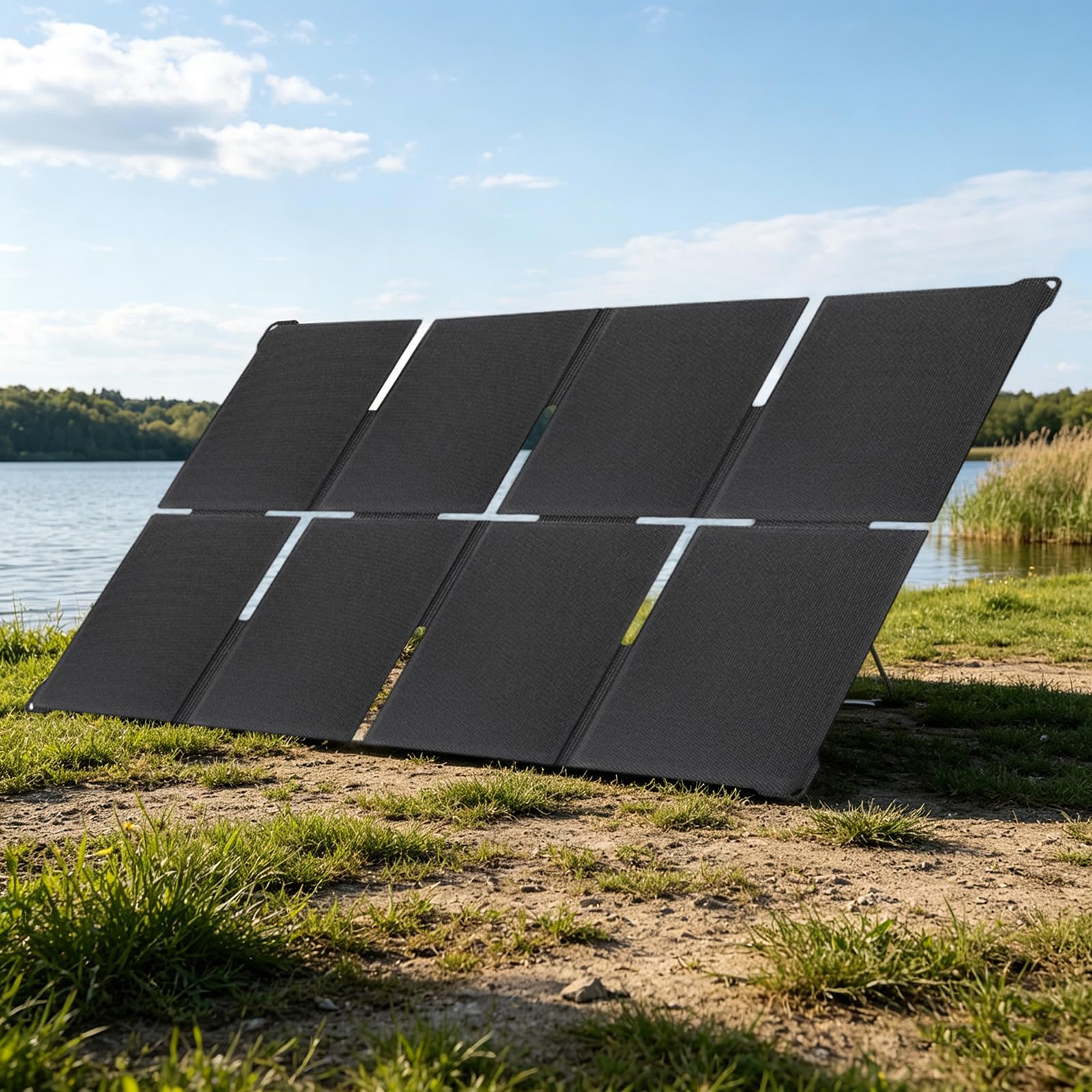 Chargeur solaire pliable léger avec ports USB-A et USB-C, panneau solaire flexible à 8 plis pour station d'alimentation, téléphone, camping, randonnée