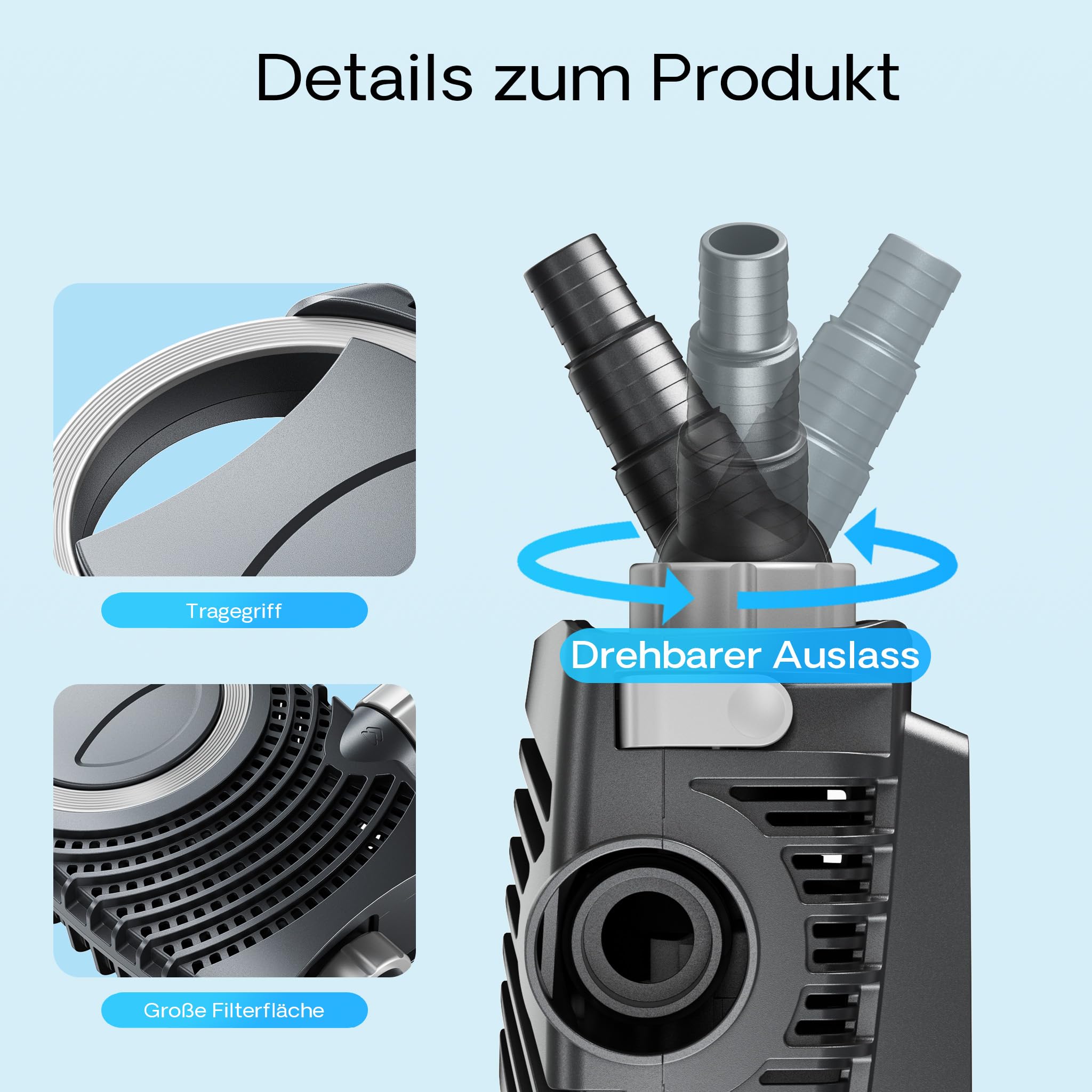 SunSun NEO-10000 SuperECO Teichpumpe 10.000 l/h / 80 W, energiesparende Filterpumpe, Bachlaufpumpe für Koiteiche, Umwälzpumpe, Skimmerpumpe, Gartenteichpumpe