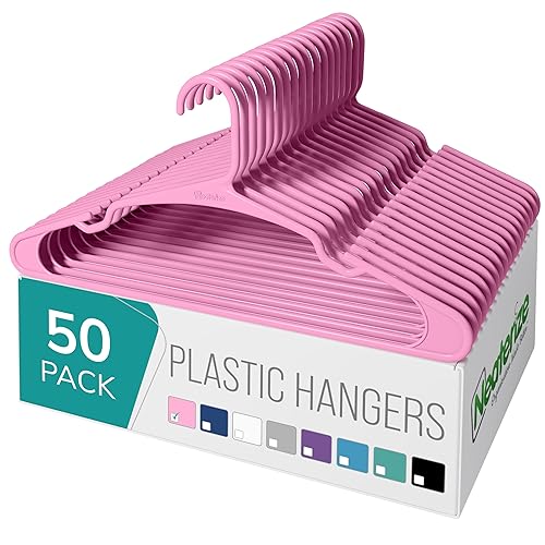 NEATERIZE Clothes Hangers Plastic 50 Pack for Adults - Plastic