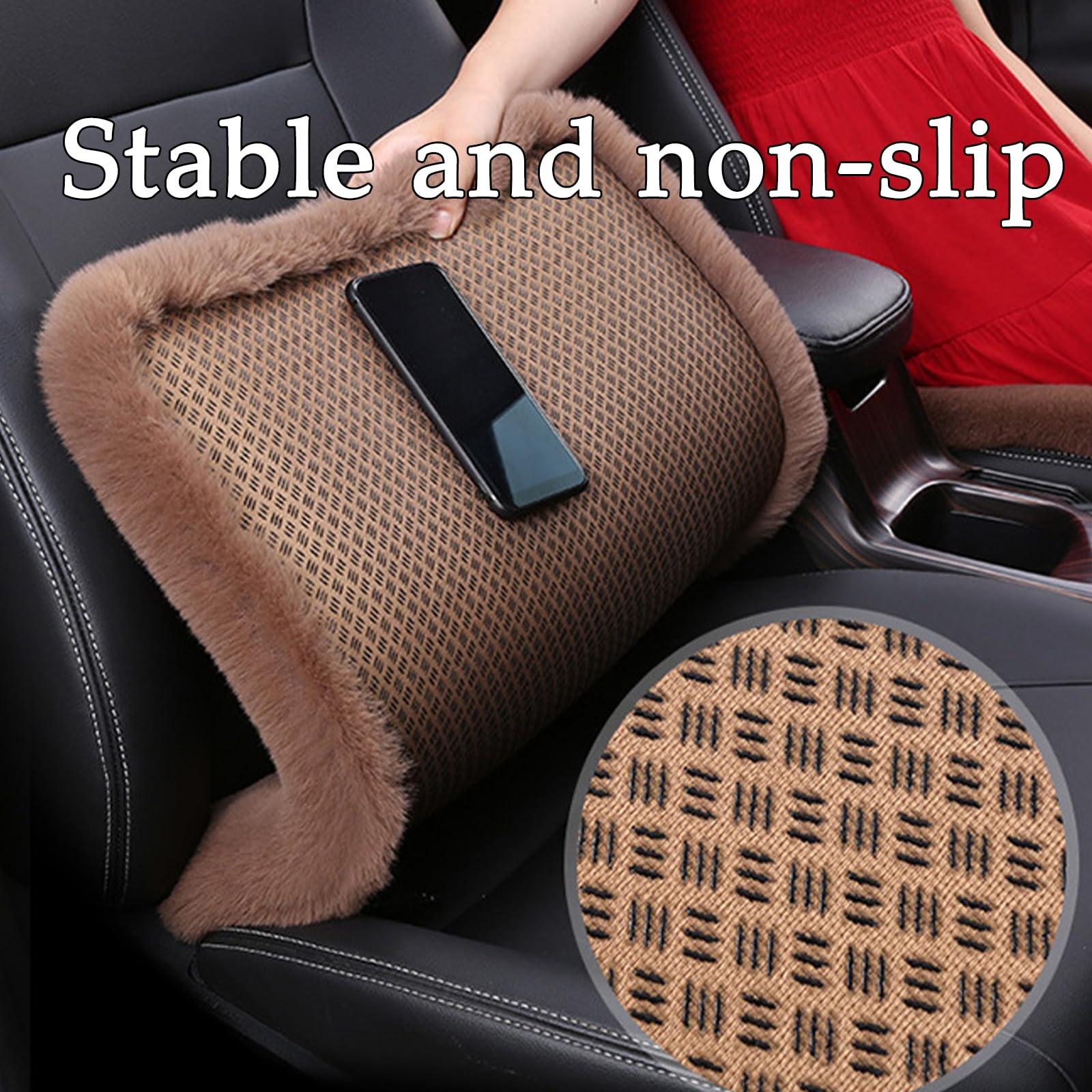 Cuscino per Seggiolino Auto in Peluche per VW Coccinelle Cabriolet 2012-2023, Invernale Soft Confortevole Antiscivolo Protezione per Sedile Cuscino Accessori,A/Black