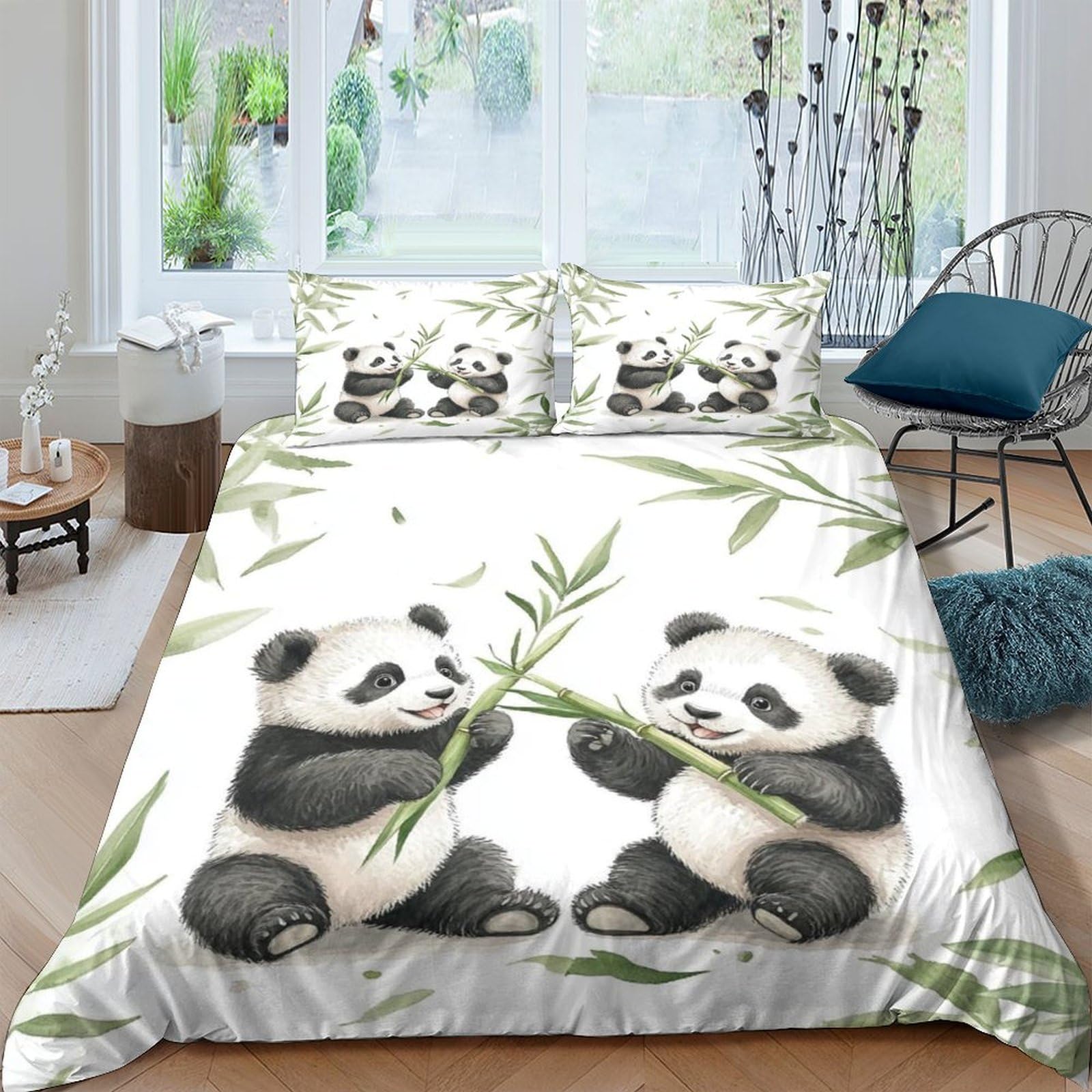 Ctjqhvkz Style-1 3D Printed Panda Bamboo Fitted Sheet Microfiber Soft Non-Slip Bed Cover For Bedroom Guest Room Dorm Mattress Decor Single（135X200cm）