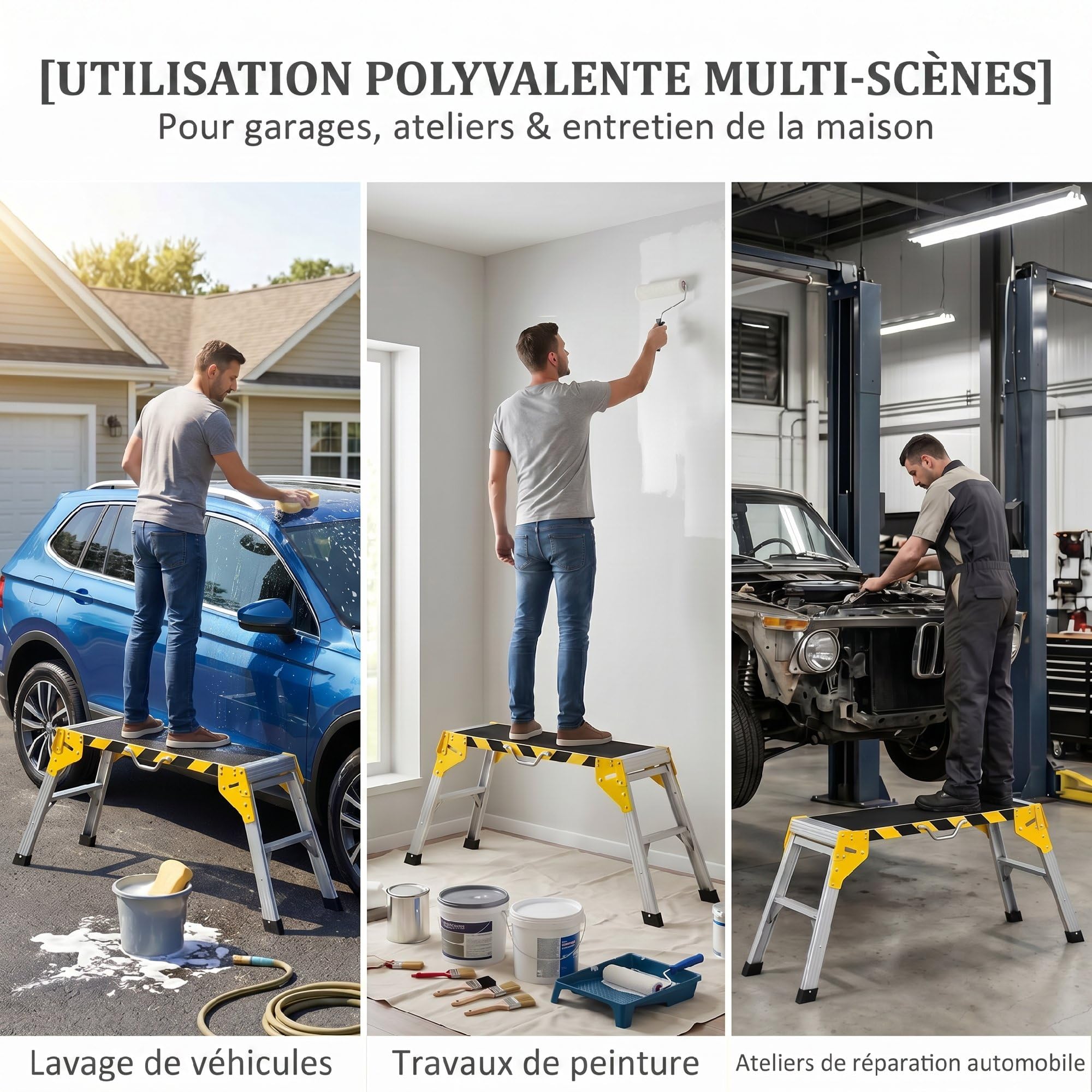 HOMCOM Établi Pliant Aluminium avec Poignée 110 x 32 x 50 cm Argenté