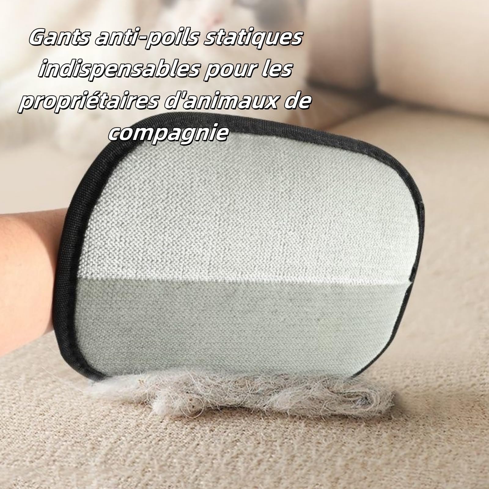 Le Comptoir Animalier FurFree – Gant Anti-Poils Réutilisable & Écologique，Gants de toilettage Double Face pour Animaux, éliminent efficacement Les Poils