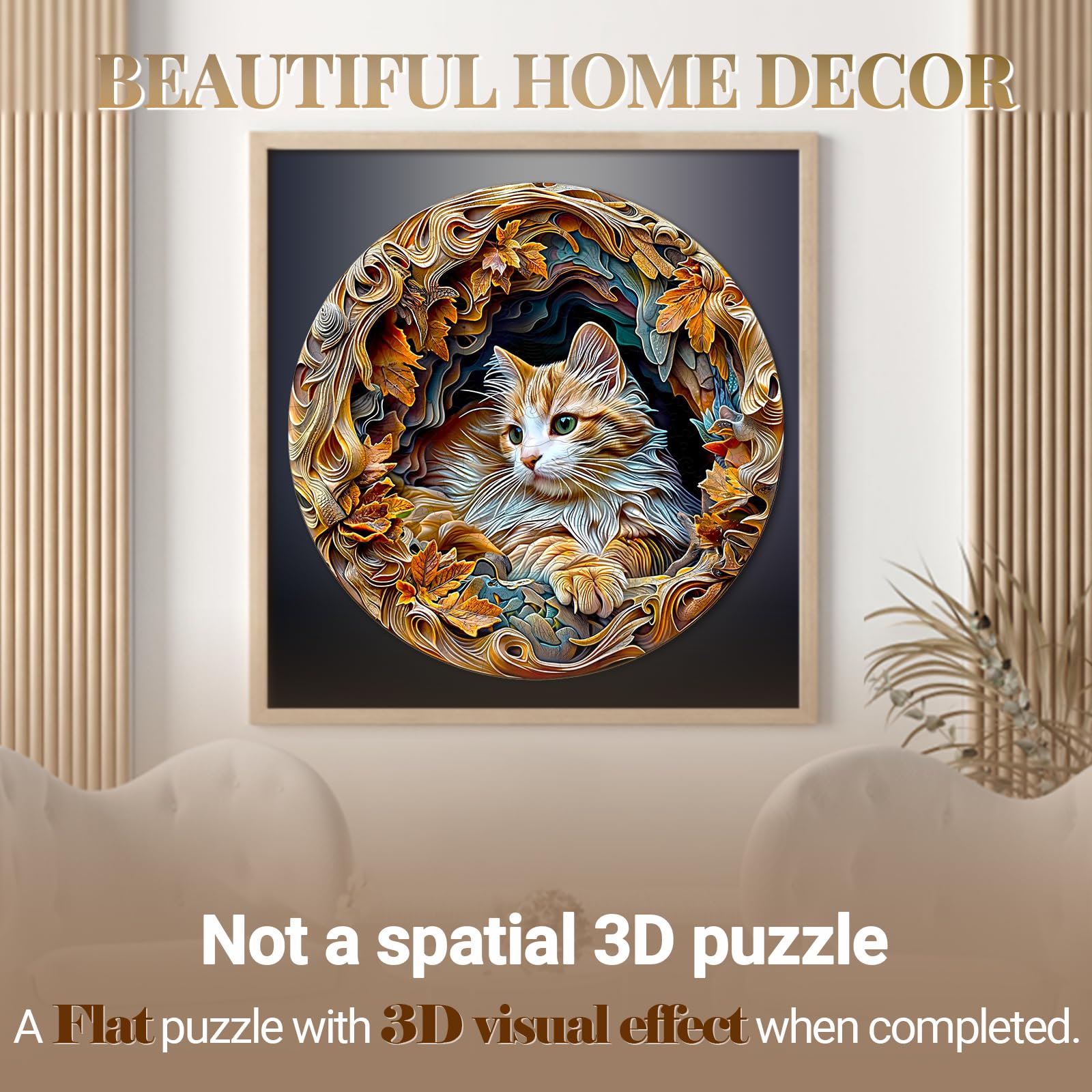 Unique Jigsaw Puzzles Welsky 3D Vision Cat Wooden Puzzle - 300 Piece ...