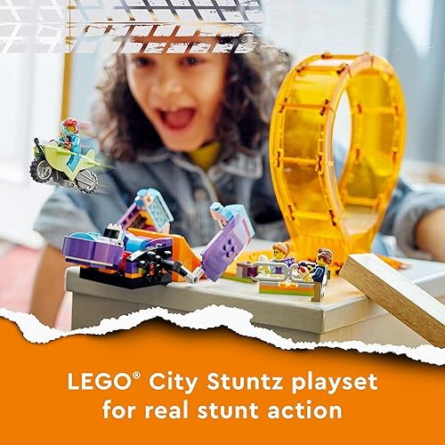 Miniatura 8 de LEGO City Stuntz Smashing Chimpancé Stunt Loop 60338 con volante de juguete, motocicleta, rampa, chimpancé y 3 minifiguras, regalo para niños