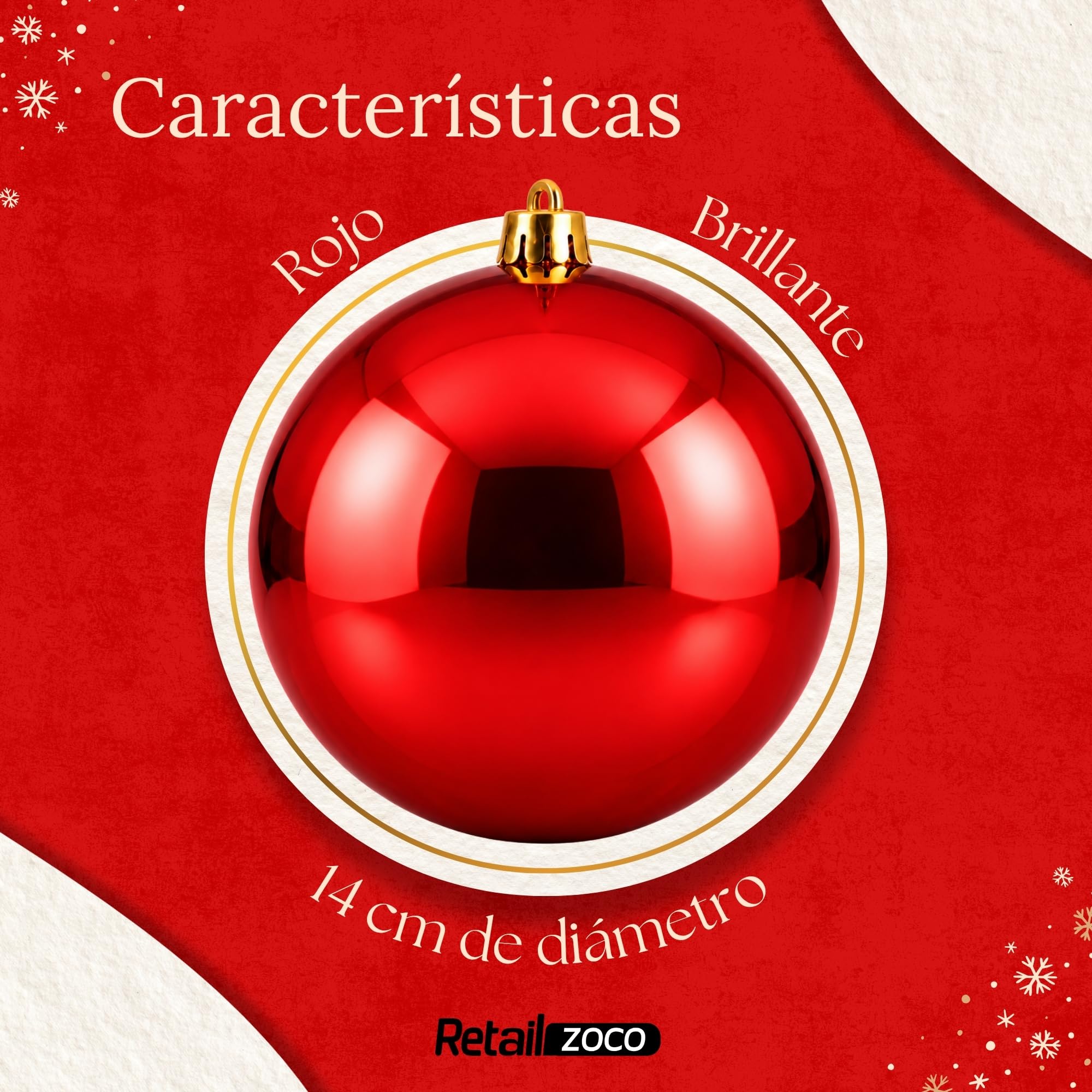 Bolas de Navidad, Adornos Arbol Navidad, 2 Piezas, Rojo - imagen 4