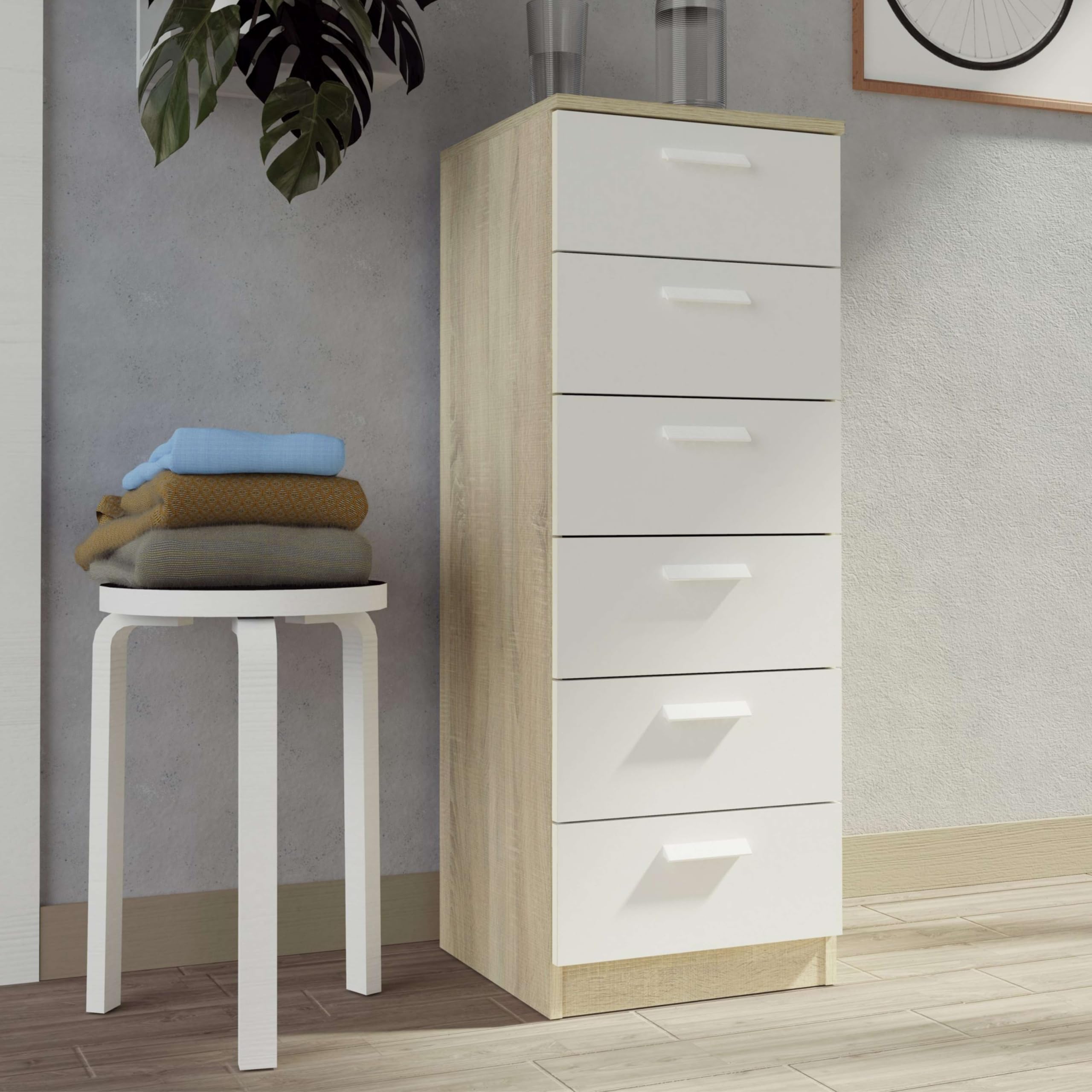 Miroytengo Sinfonier Dormitorio Tibet Color Roble Cambrian y Blanco en Melamina 110x40x40 cm