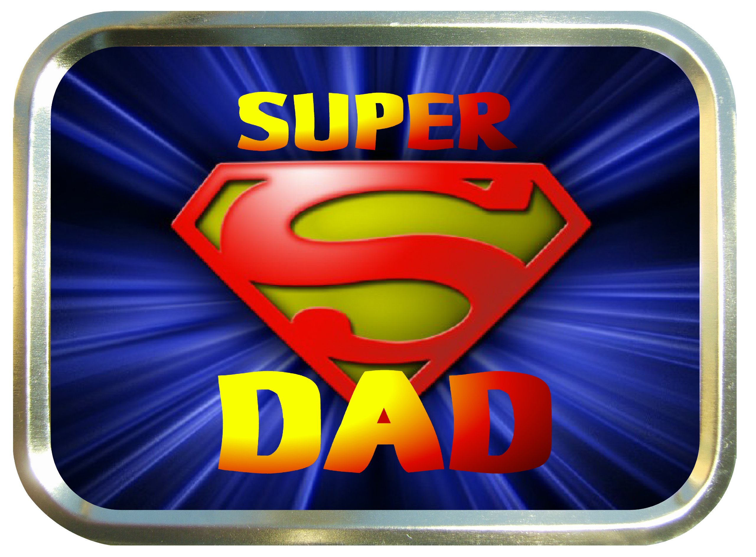 SUPER DAD 2oz GOLD TOBACCO TIN,BACCY TIN,PILL TIN,FISHING TIN,SEWING TIN