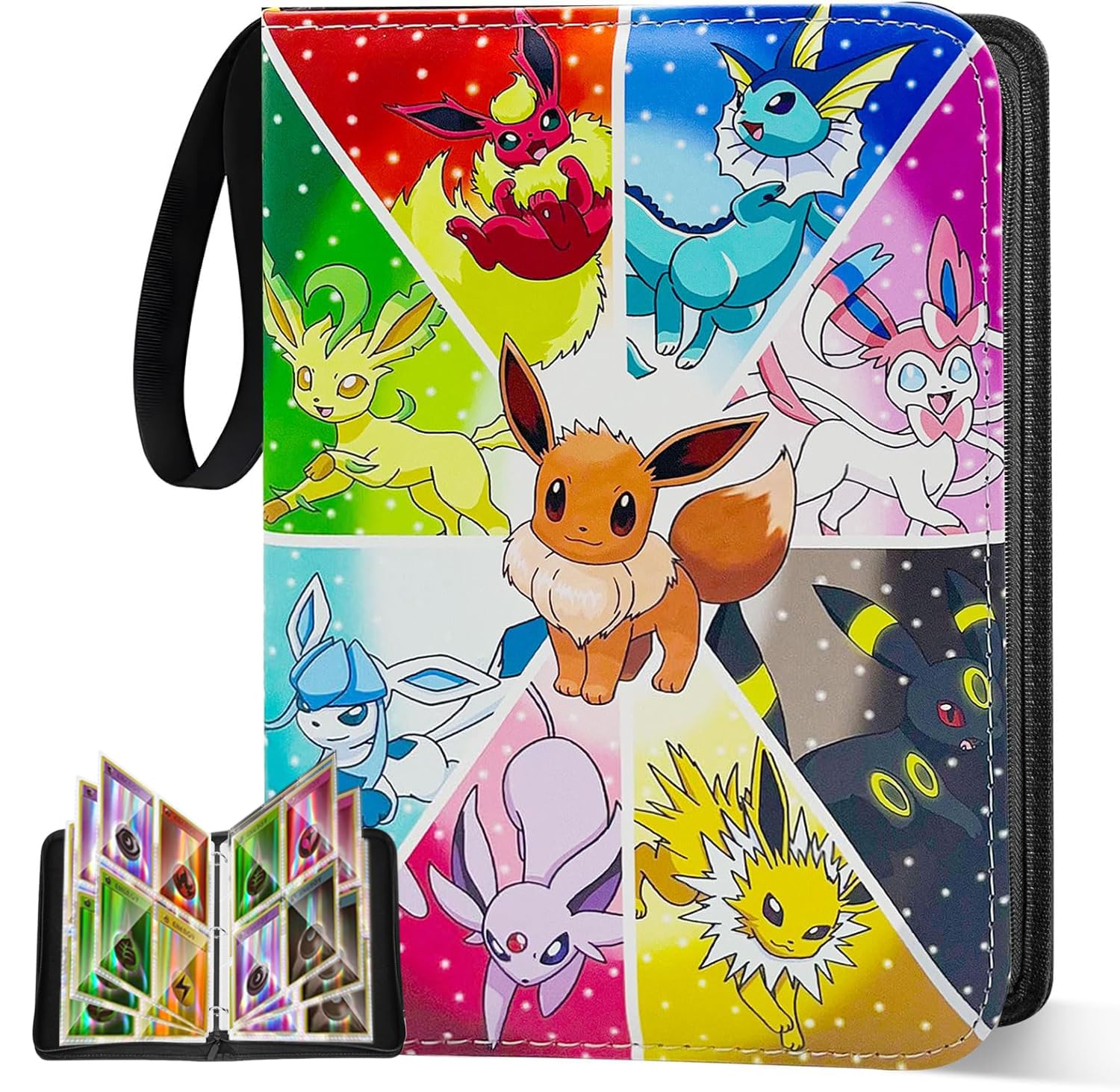 Tcgzone Multicolor 4 Pocket Card Binder, 60 Pages 480 Pockets Trading Card Binder, Pu Waterproof Card Album With Zipper, Portable Card Collection Folder For Birthday Gifts