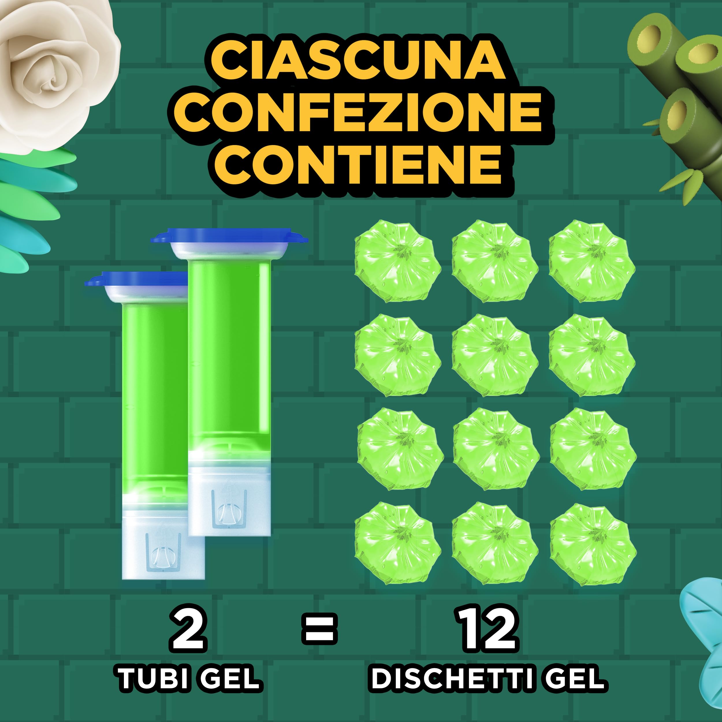 Duck Fresh Discs - 2 Ricariche da 6 Dischi Gel Igienizzanti WC, Fragranza Rosa & Fiori di Loto, Confezione da 2 Applicatori e 12 dischetti