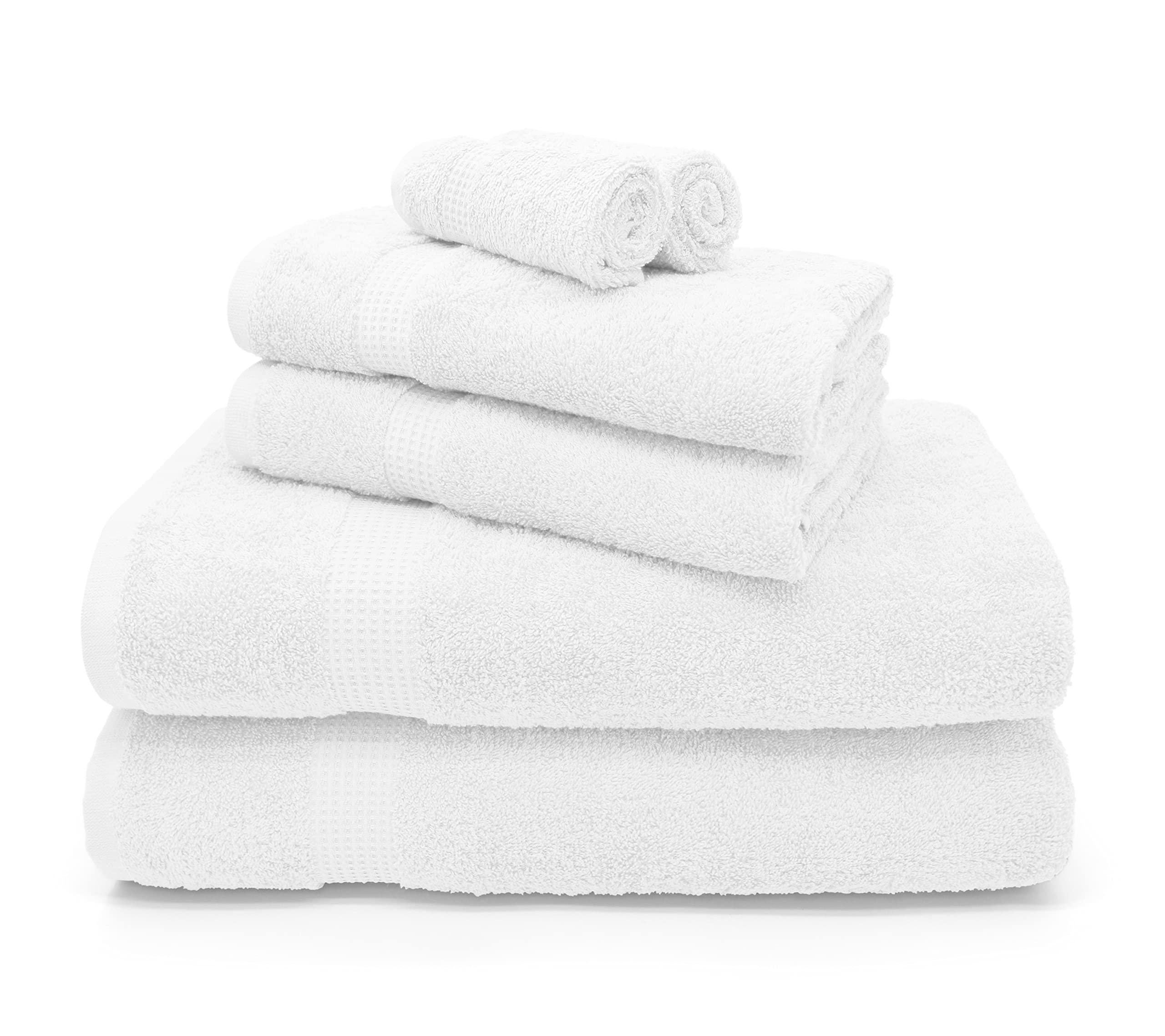 Velosso Mayfair Supreme 6 pce Luxury Towel Bale Set Egyptian Cotton Face Hand Bath Towel Super Absorbent Quick Dry Bathroom Towels, Washable (White)