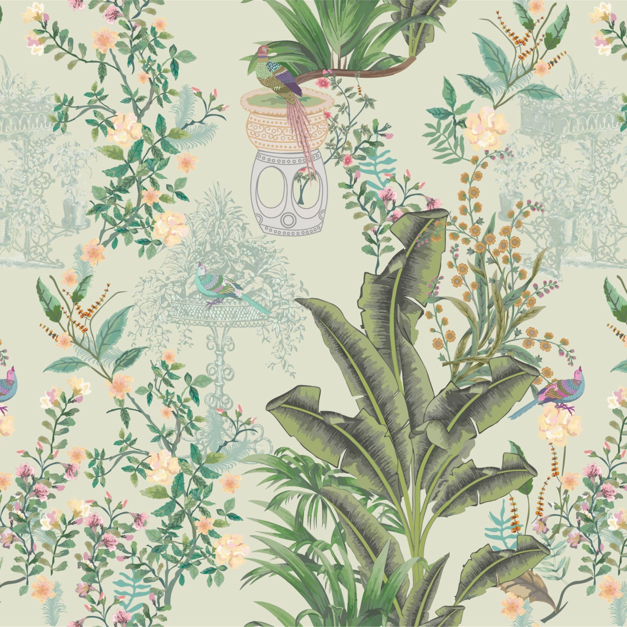 PAPER PLANE DESIGN Indian Ethnic Traditional Vintage Decorative Garden Wallpaper Mural for Living Room (6 FEET X 8 FEET, Non Woven Prime) (B0CSFDVY43) Amazon Price History, Amazon Price Tracker