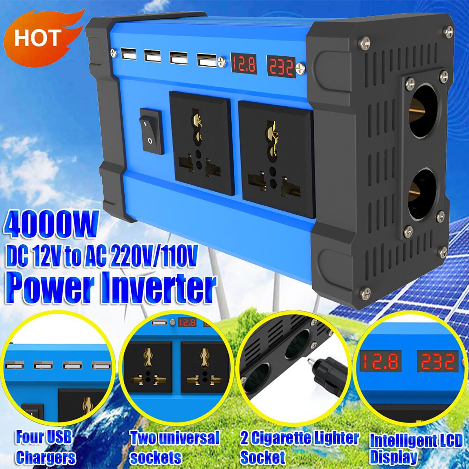 Zestaw składanych, wodoodpornych paneli słonecznych o mocy 75 W z kontrolerem 50 A i 4 portami USB do kampera/łodzi/domu – obsługuje systemy zasilania 6000 W(4000W)