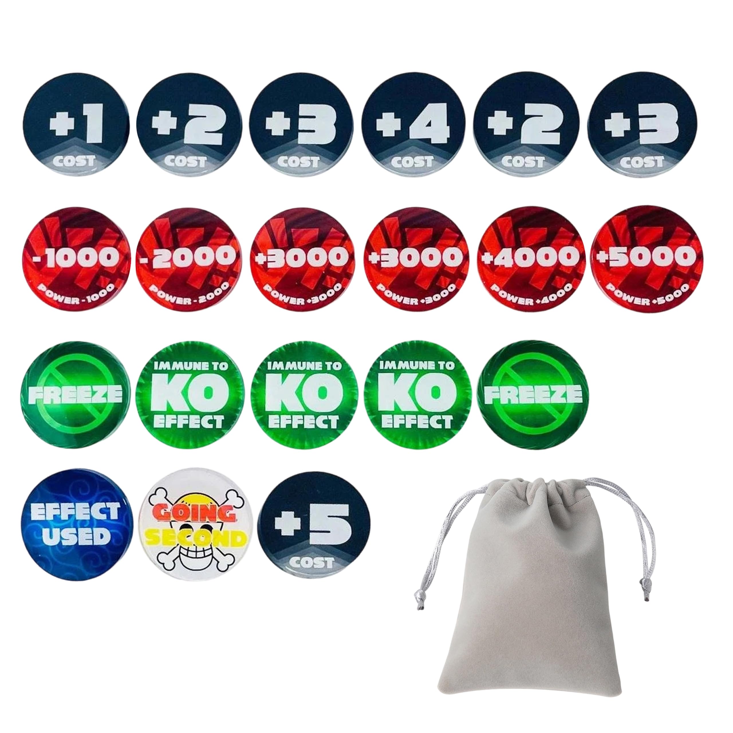 Amazon.com: Extalas 20pcs Acrylic Tokens Compatible with One Piece TCG -  4mm Thick Double-Sided Power & Cost Modifiers - Heavyweight Gameplay  Markers with Pouch (Classics) : Toys & Games