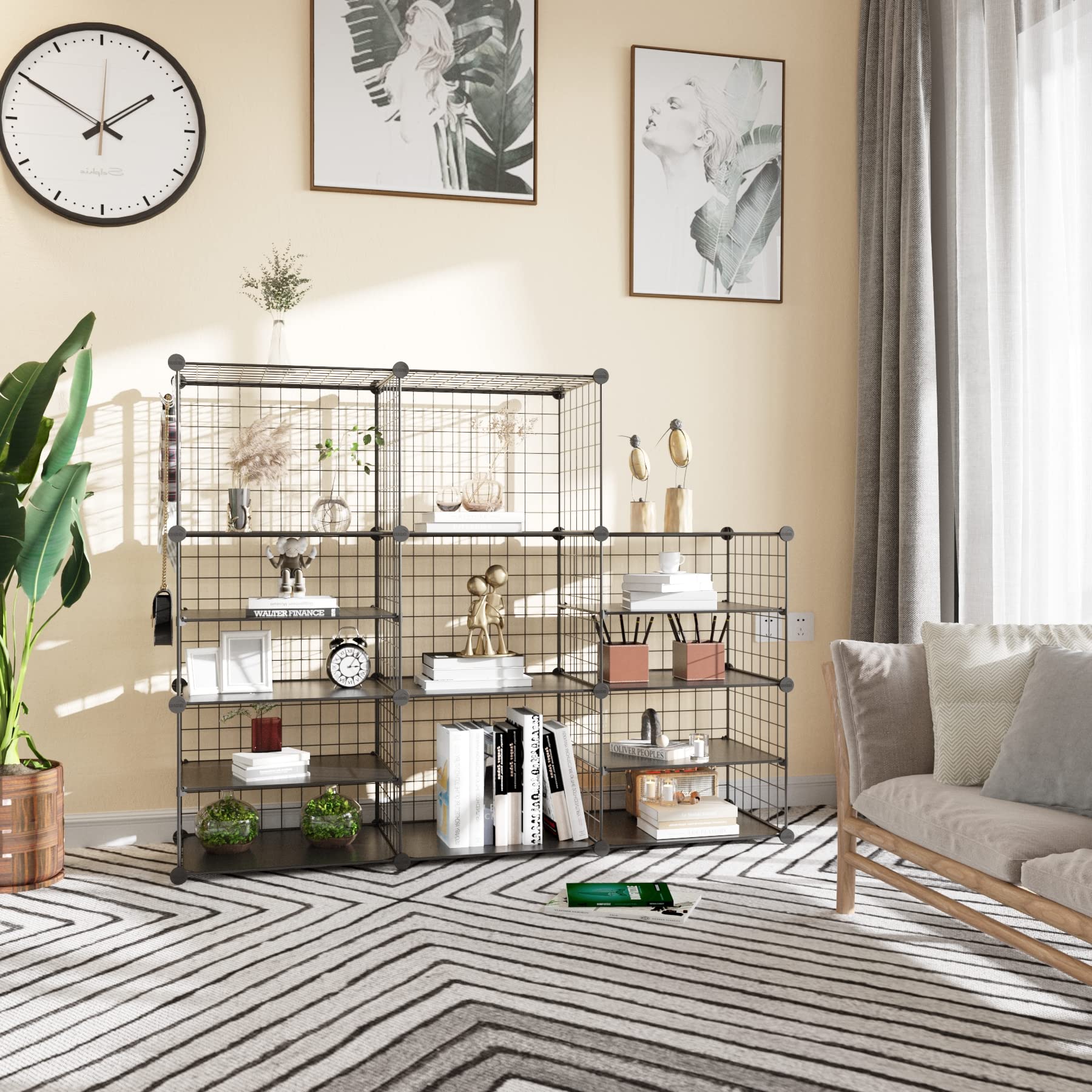 C&AHOME Wire Cube Storage Unit, Interlocking Metal Wire Organizer with