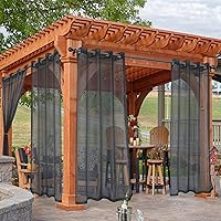 Vista 11 de HolidayIdeas - Cortinas traslúcidas blancas para exteriores, impermeables para el patio, 4 paneles - 54 x 84 pulgadas - Cortinas de gasa