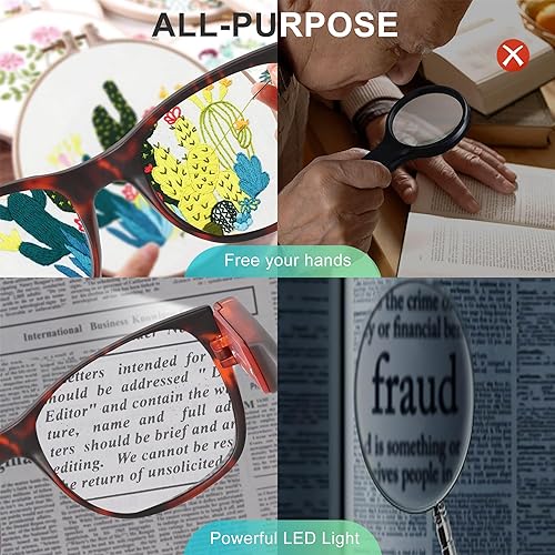 Miniatura 4 de SKYWAY Gafas de lectura iluminadas, recargables, brillantes, lectores LED con luces, lentes de visión clara, unisex