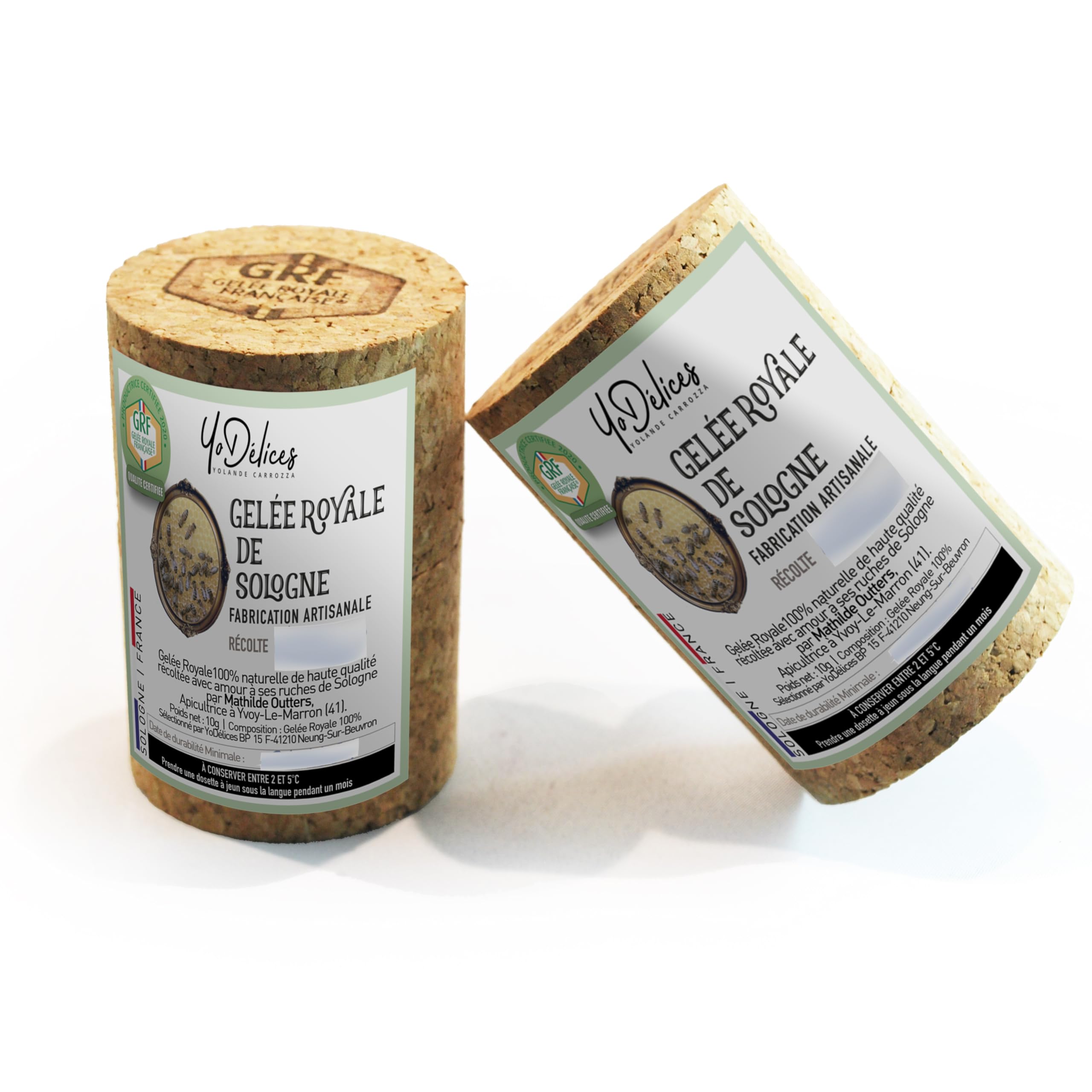 Gelée Royale Française Certifiée GRF 100% Naturelle 2x10g Récolte d'Été M.Outters Apicultrice Sologne