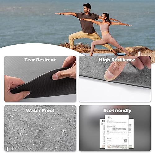 Miniatura 3 de Alfombrilla de yoga antideslizante, esterillas de fitness de pilates, ecológicas, antidesgarros, de 14 de pulgada de grosor, esterillas de yoga para