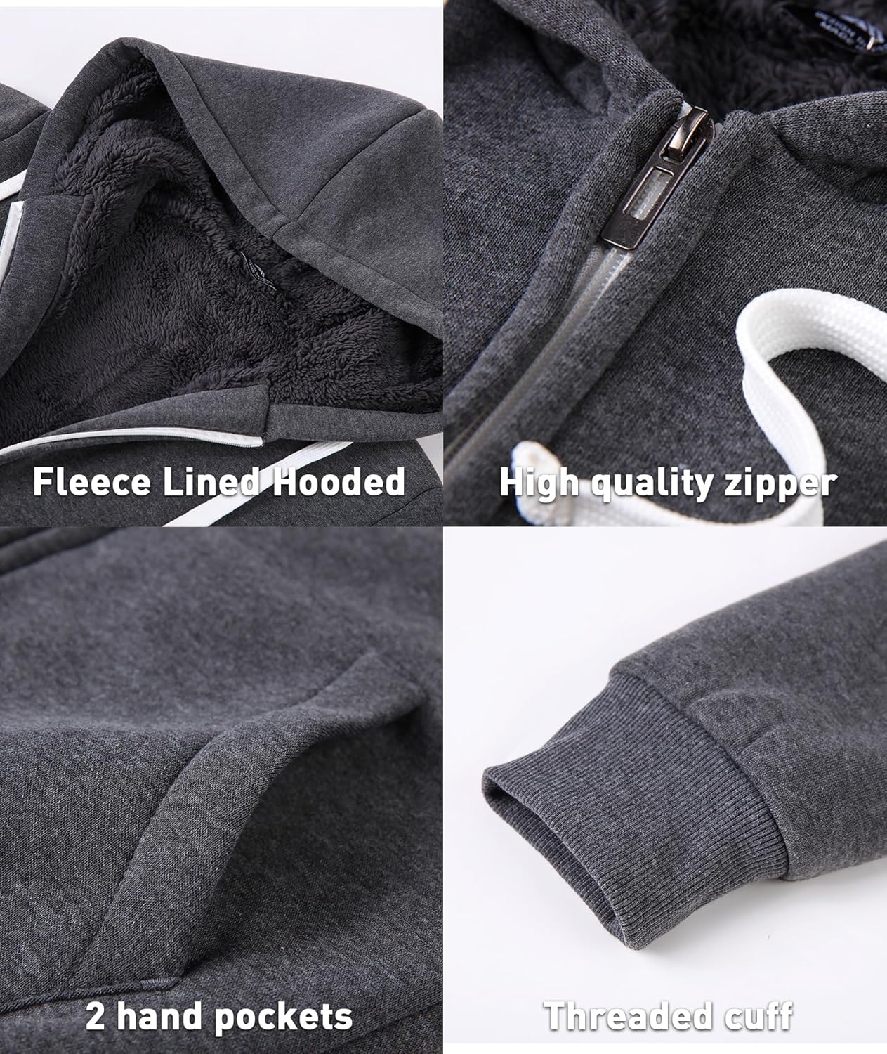 GEEK LIGHTING Womens Zip Up Hoodie Fleece Lined Jacket Sherpa Lined Sweatshirt Warm Winter Fashion Coat for Women - Image 5