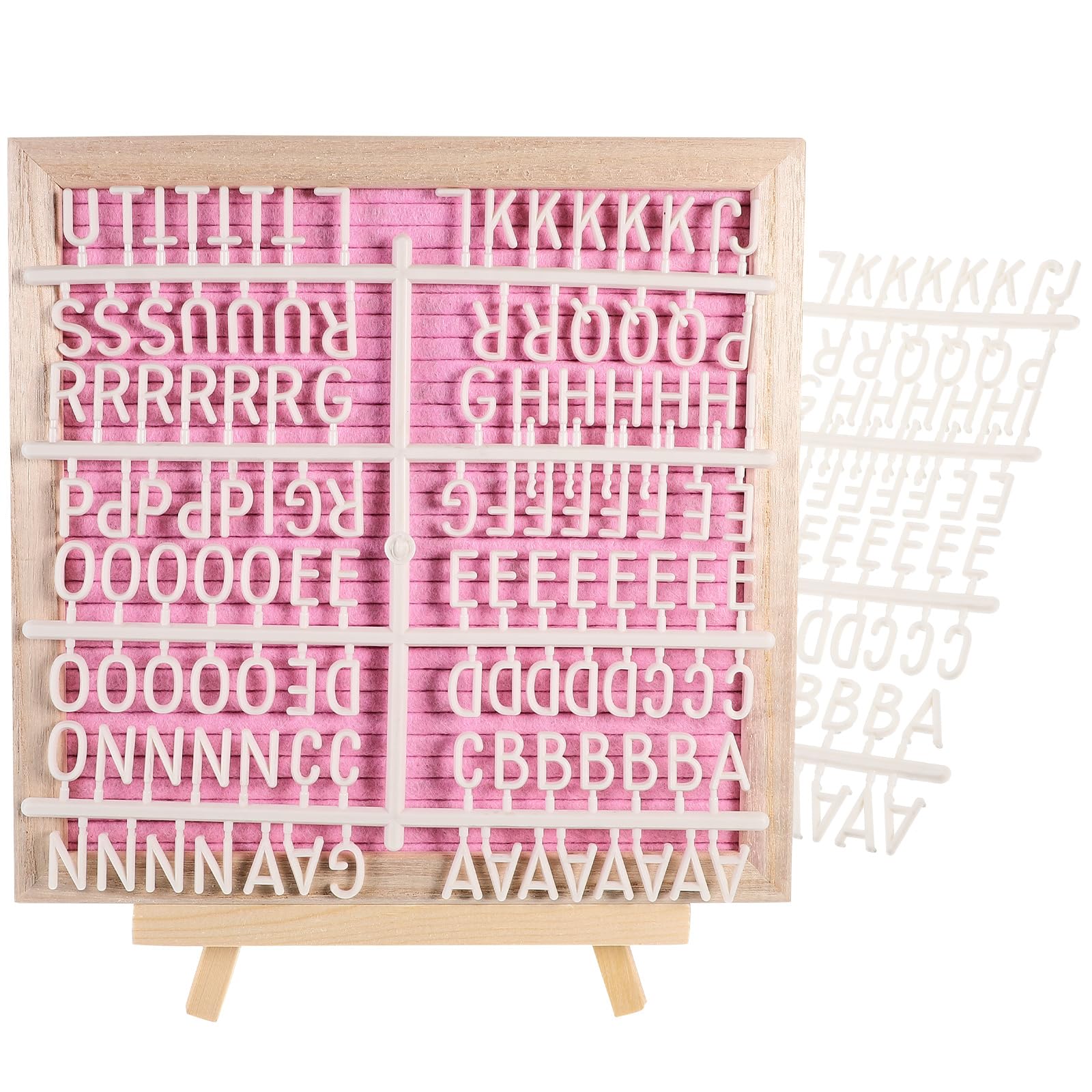 Tableau à Lettres en Feutrine Rose en Bois, Double Face, 1 Set