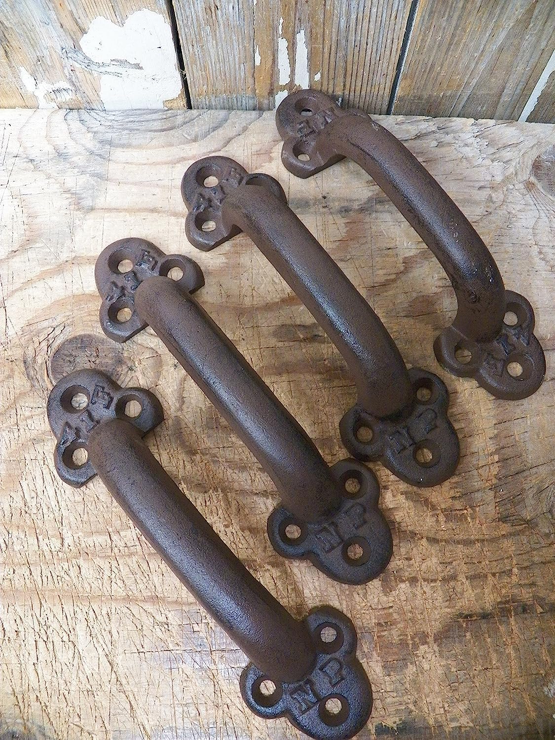 Set of 4 Heavy Duty Vintage Rustic Style Cast Iron Gate Barn Shed Door Pulls Handles 9.75 Inch