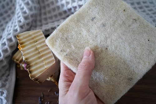 2-Pack Natural Wool Sponges - Gentle, Effective & Compostable - Ideal for Dishes, Face, Body & Surfaces