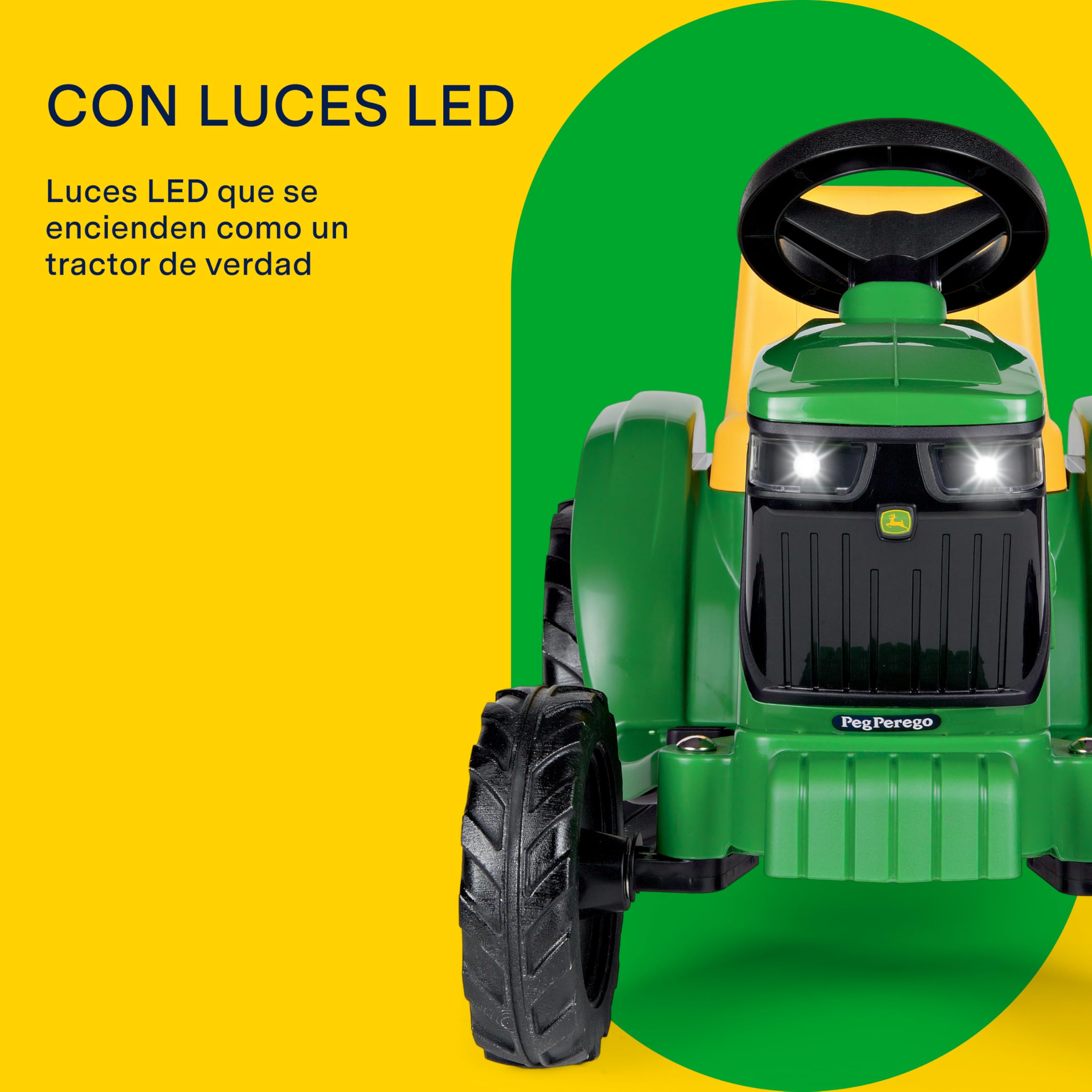 Peg Perego John Deere Mini Tractor - Tractor Eléctrico Montable 6V para Niños Desde 1 Año con Batería Recargable, Luces LED, Claxon, Sonidos y Melodías