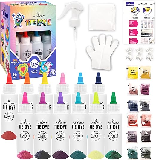 12 Colors Tie Dye Kit, Tie Dye Set for Kids, Pre-Filled Tye Dye Bottles, Non Toxic Permanent Fabric Dye Art Set, Easy DIY Fabric Art - Create Fun