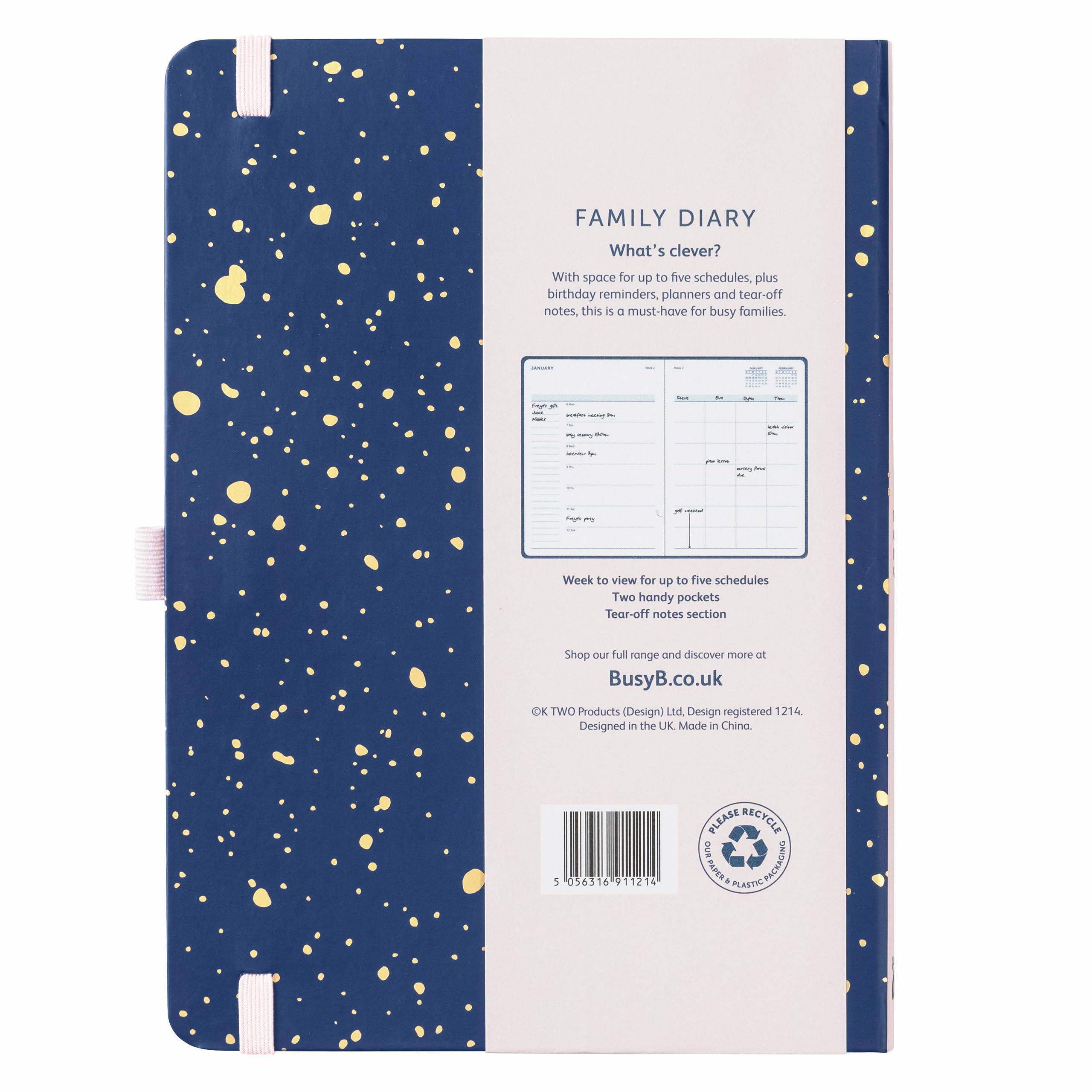 Busy B Planificateur Familial 2025 Marine Spray | Agenda Semainier A5 Pour 5 Personnes + Notes Détachables