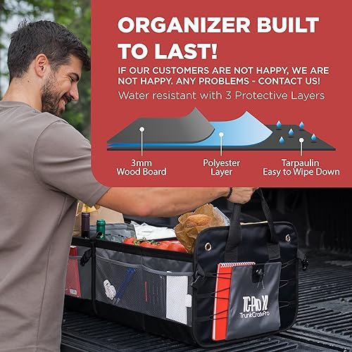 Miniatura 4 de TRUNKCRATEPRO - Organizador de maletero XL para SUV, auto, camioneta con 6 compartimentos, ajustable, plegable, portátil, antideslizante, con