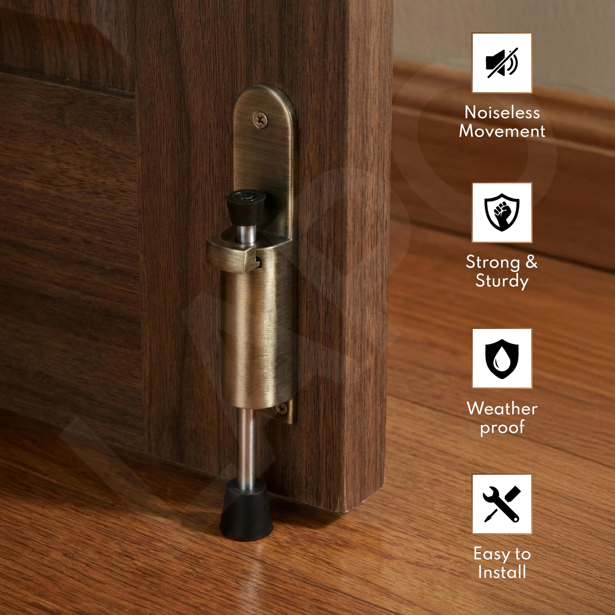 LAPO Foot Press Door Stopper | Spring Action Kickdown Door Holder | Anti-Slip Rubber Tip | Firm Door Holding | Easy Screw Mounting | Ideal for Home & Office Use | Antique Finish | Pack of 1 — Amazon image 3