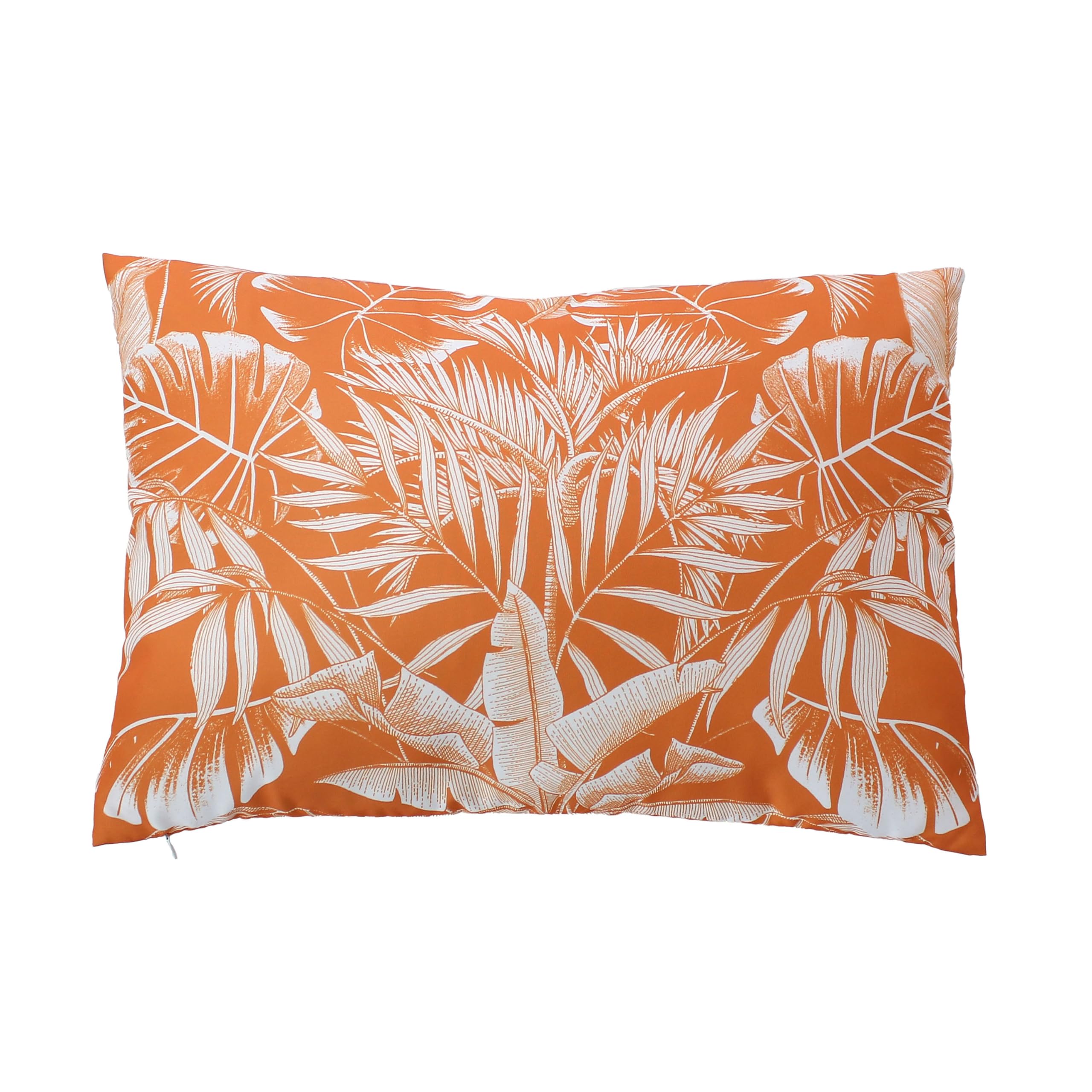 ED ENJOY HOME Cuscino rettangolare da esterno decorativo, 40 x 60 cm, stampa tropicale arancione e bianco, sfoderabile, con trattamento idrorepellente e anti-UV, collezione giardino Borneo