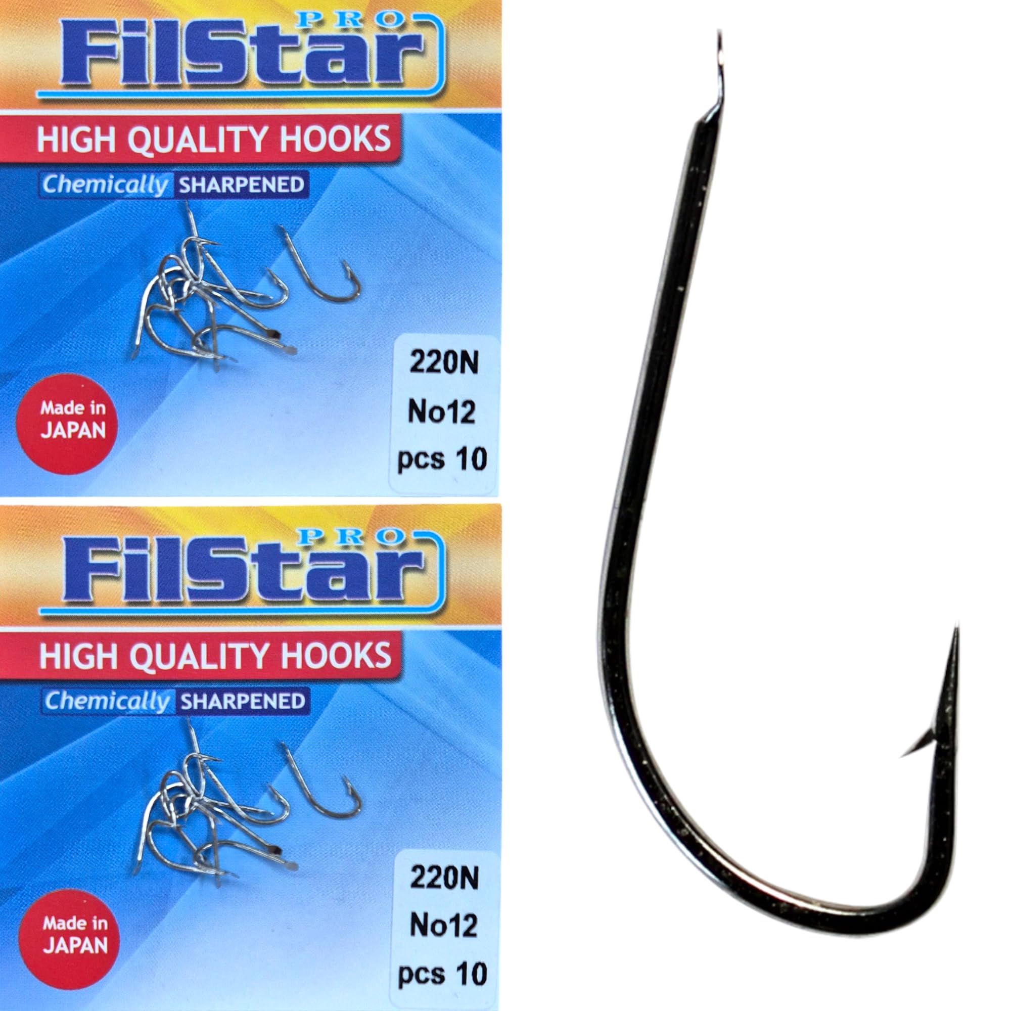 PRO FILSTAR 20 Pieces Fishing Hook Set N12, Carp Fishing Hooks, Carp Fishing Accessories, Barbed Carp Hooks
