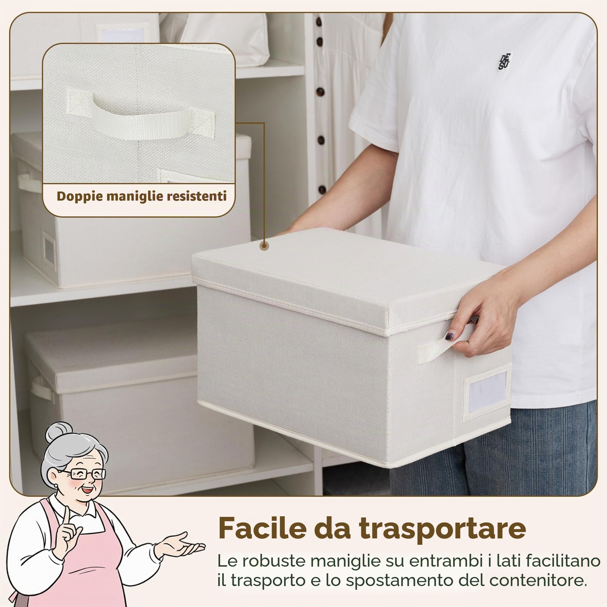 GRANNY SAYS Set di Scatole per Armadio con Coperchio e Scatole Tessuto con Coperchio